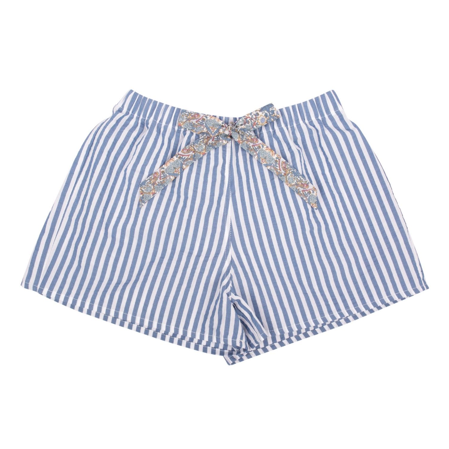 Le Colonel Women's Blue / White Blue Stripes Seersucker Pyjama Shorts In Blue/white