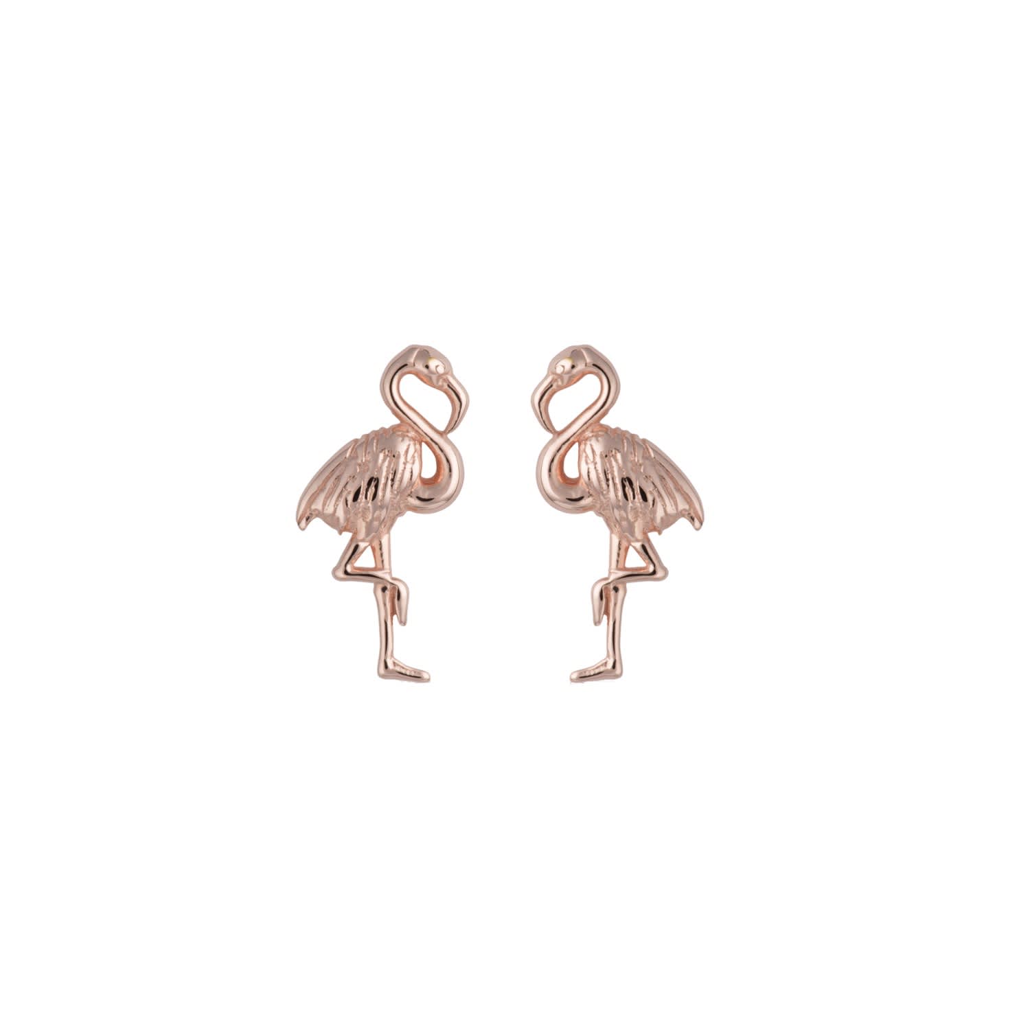 Rose Gold Plated Flamingo Stud Earrings by Lily Charmed