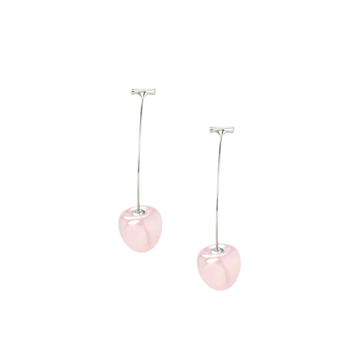 I'mmany London Women's Pink / Purple Iridescent Cherry Drop Earrings In Pink With Sterling Silver Stems