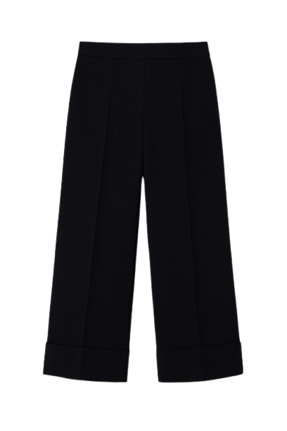 Conquista Women's Black Culottes With Turn Up In Black