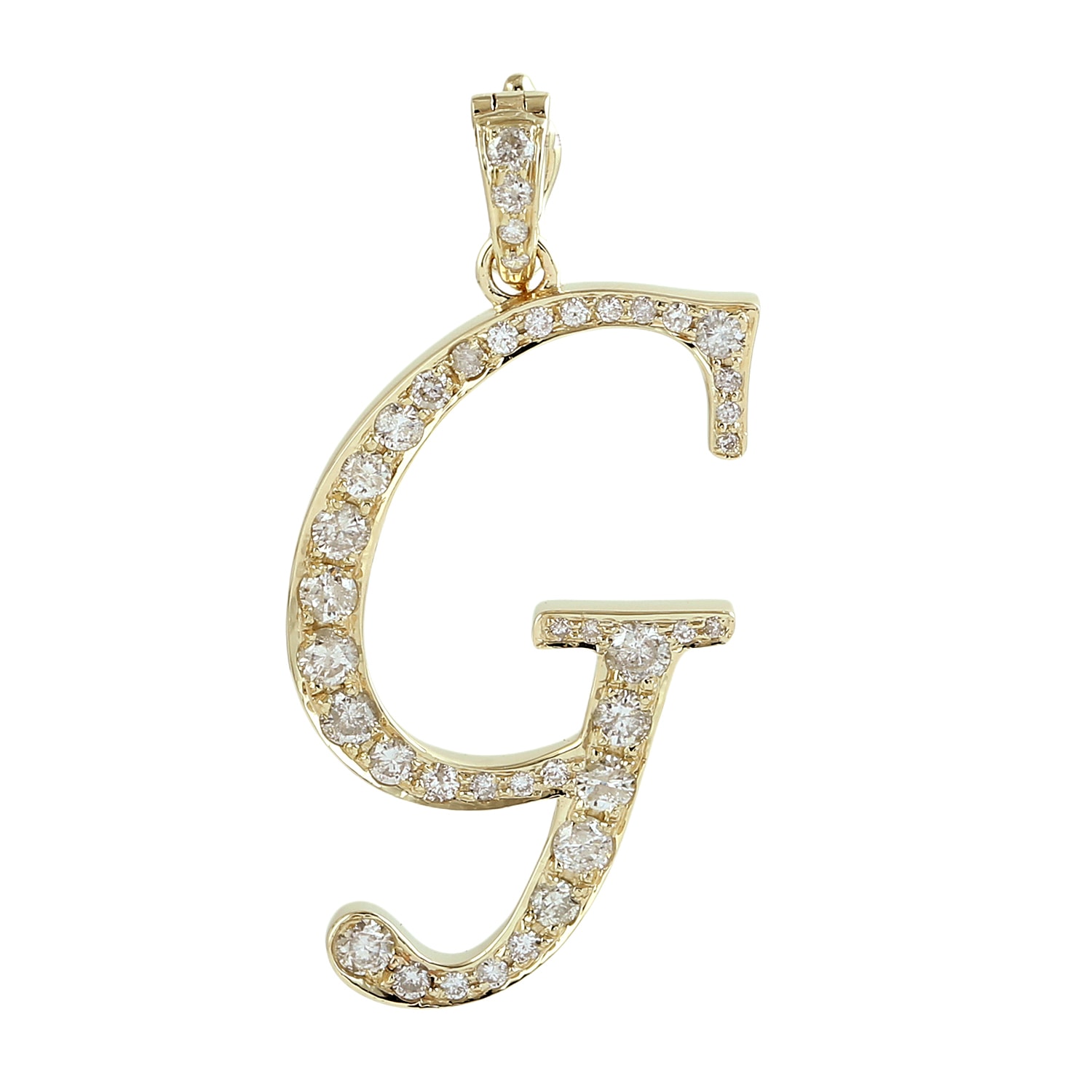 Artisan Women's Gold / White Natural Diamond "g" Initial Alphabet Pendant In Yellow Gold