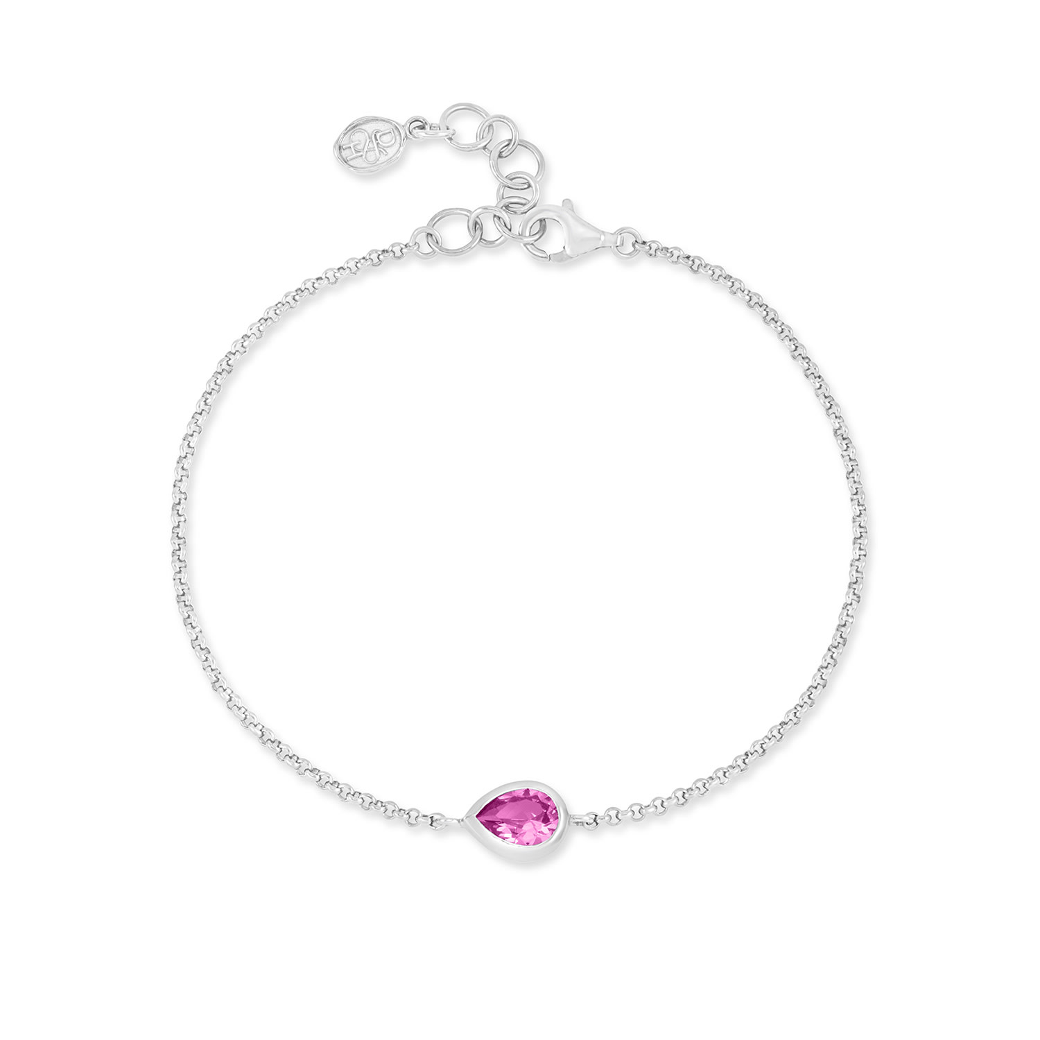 Dower & Hall Women's Silver / Pink Pink Quartz Pear Chain Bracelet In Metallic