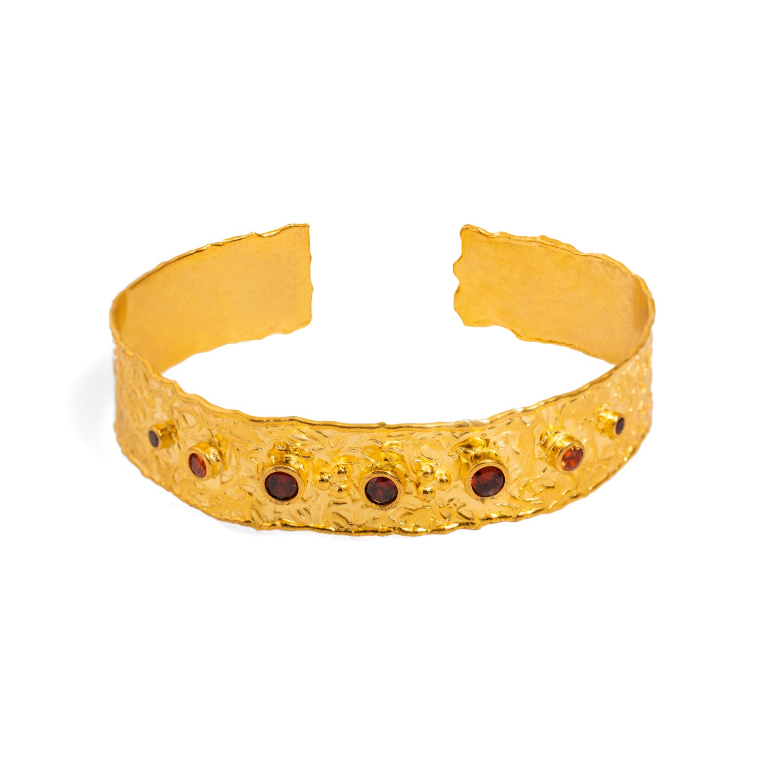Ebru Jewelry Women's Gold / Yellow / Orange Carnelian Power Dots & Gold Design Cuff Bracelet - Gold