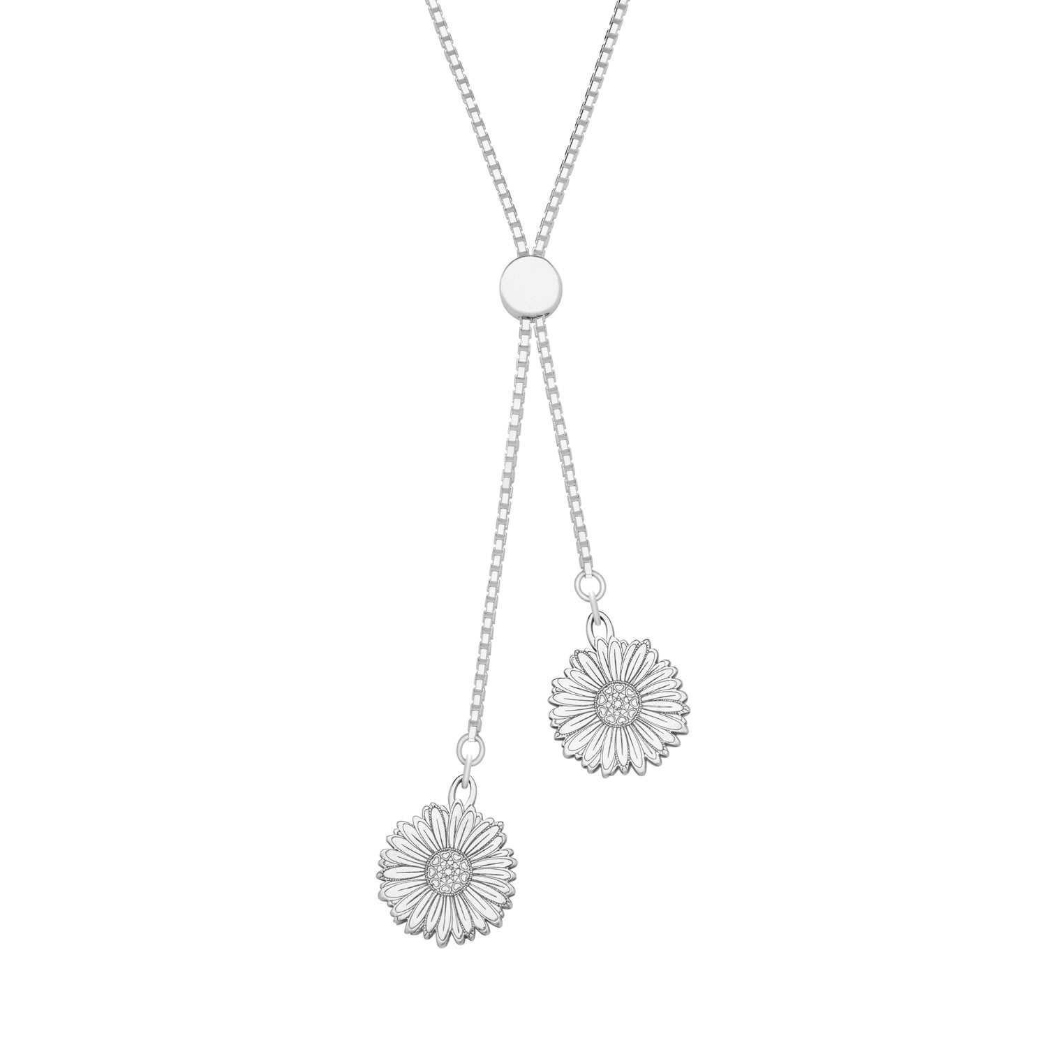 Cartergore Women's Daisy Flower Sterling Silver Slider Necklace