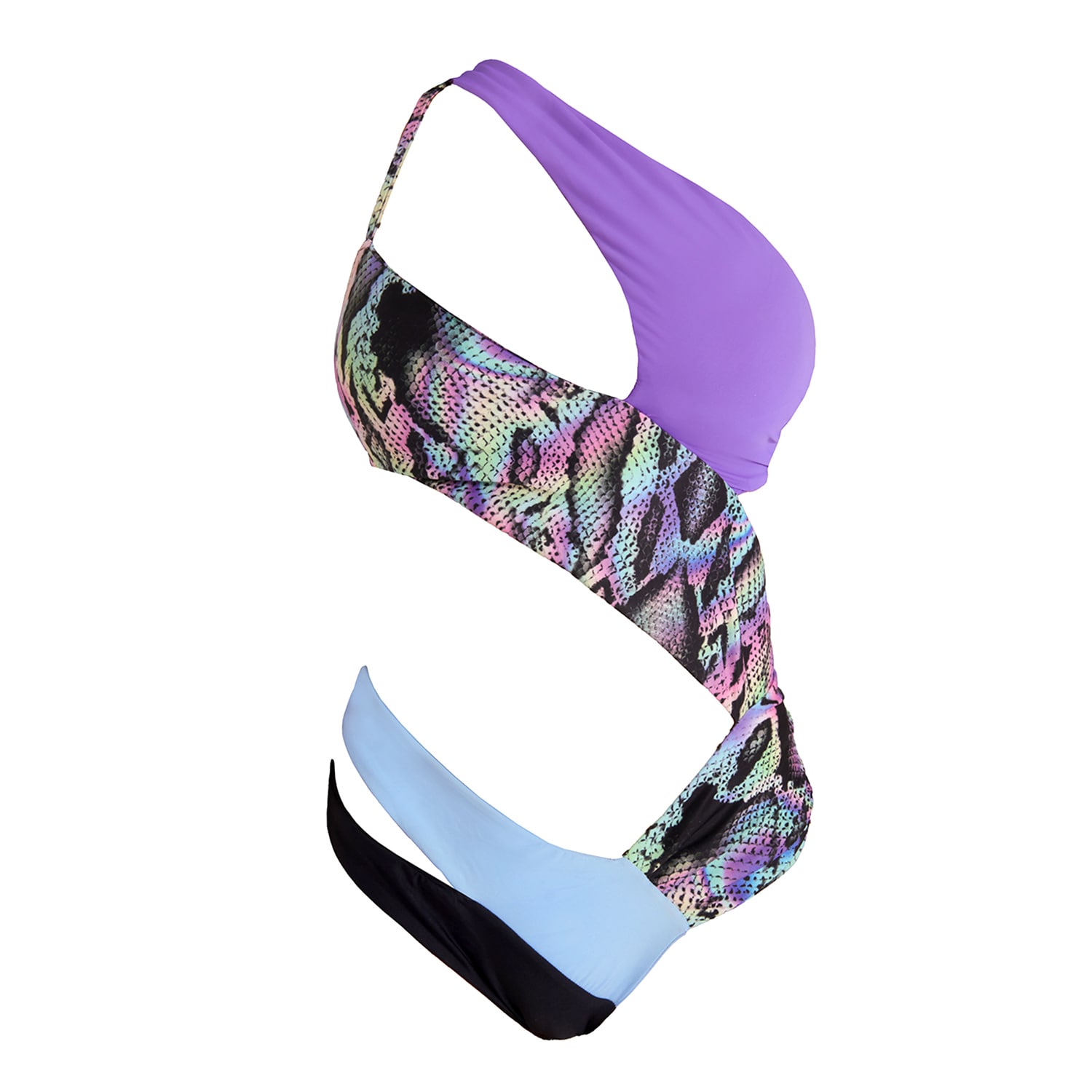 Women&rsquo;s Black / Blue Calidi Snake One Piece | Small | Sancha the Brand