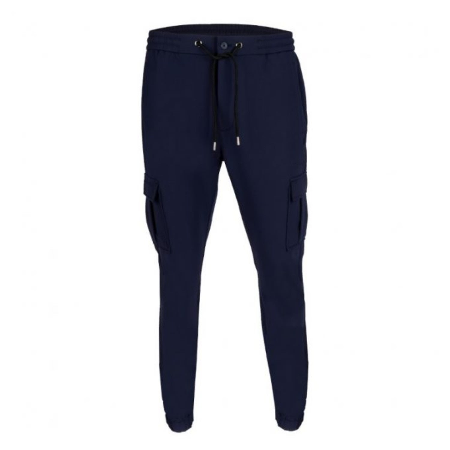 David Wej Men's Blue Drawstring Trousers With Cargo Pockets – Navy In Blue