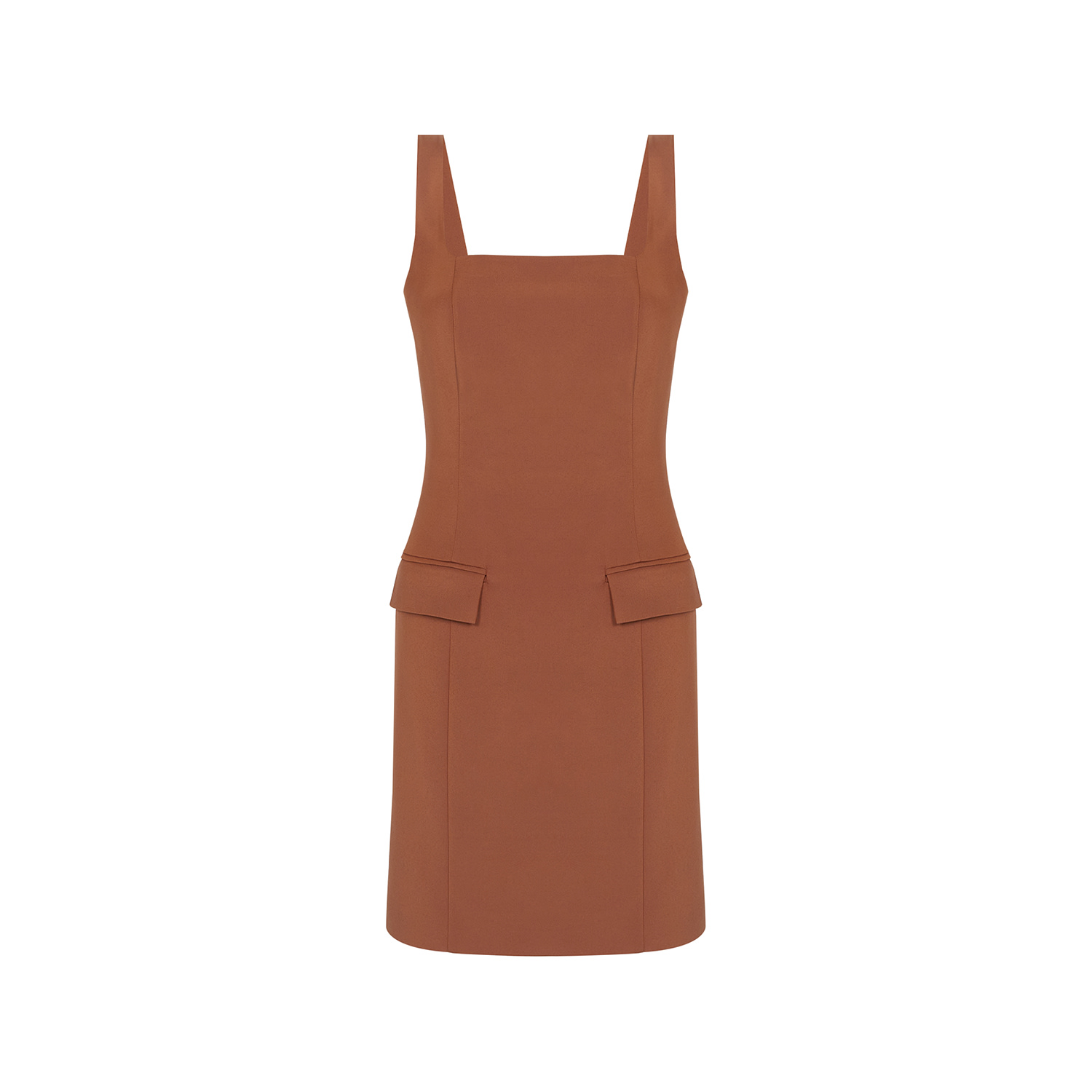 Rue Les Createurs Women's Square Neck Brown Mini Dress In Brown