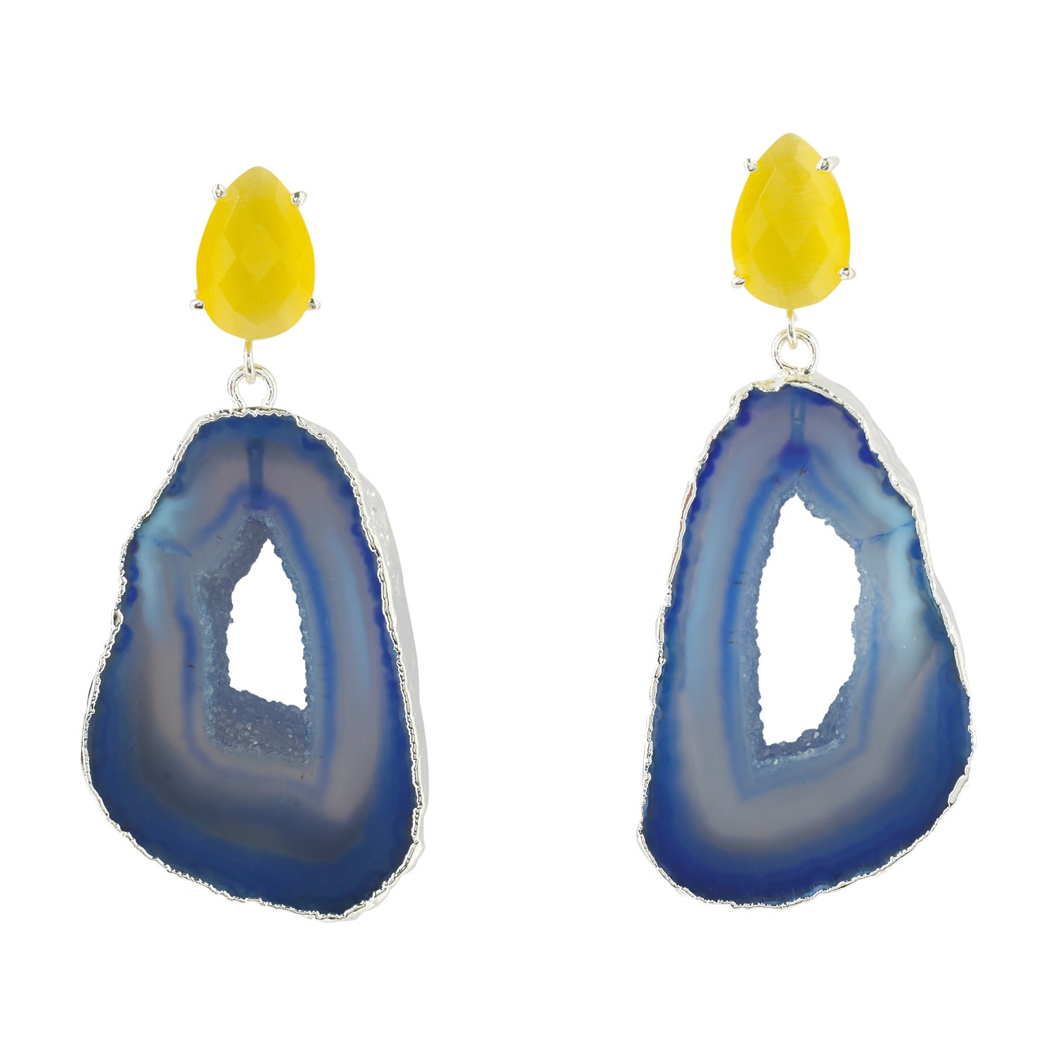 Women’s Sterling Silver Blue Yellow Gemstone Earrings Yaa Yaa London