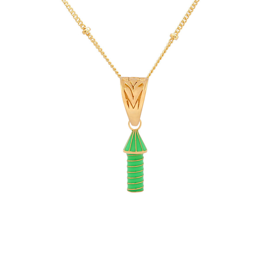 Women’s Gold / Green Rocket Charm Necklace Green Aprs Youth