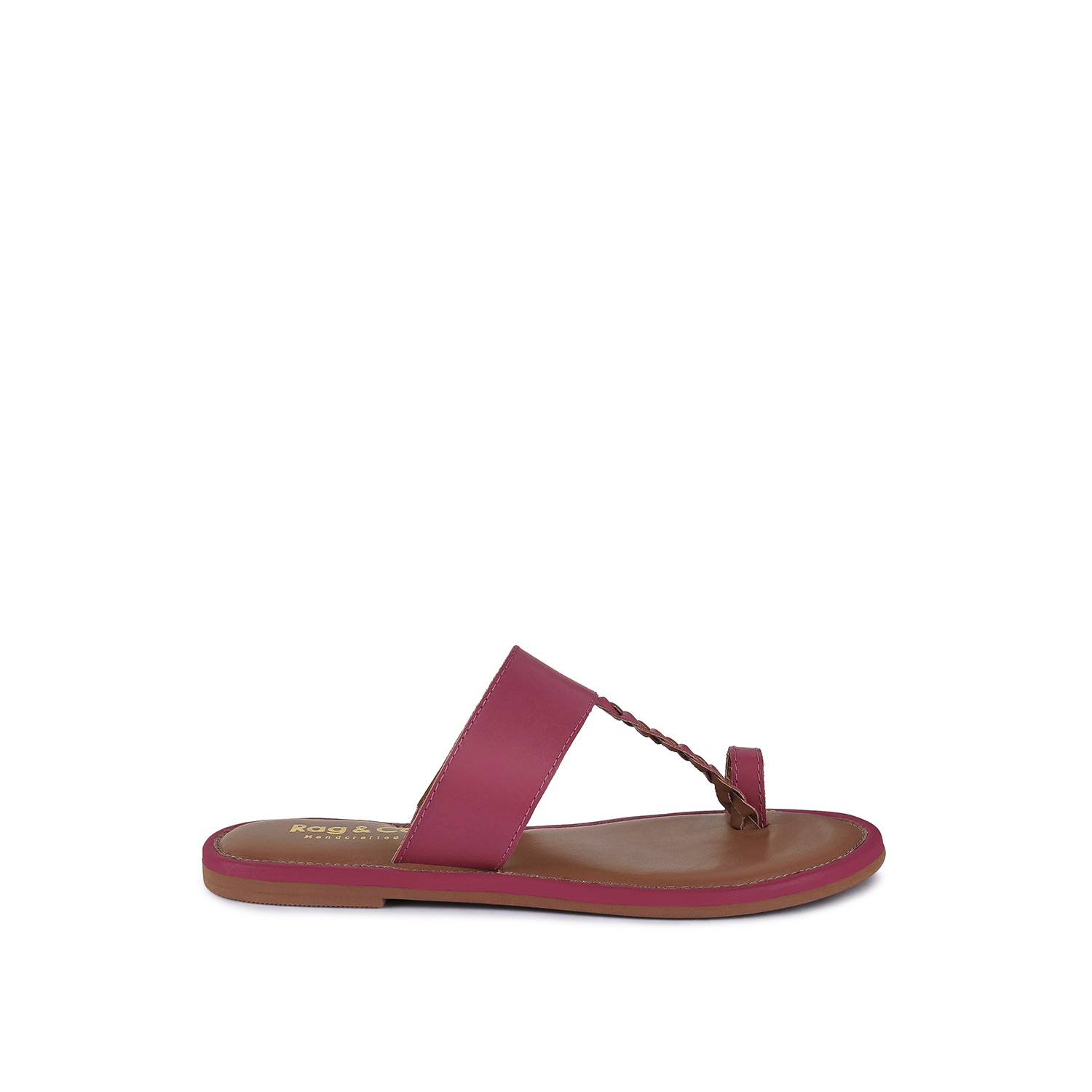 Rag & Co Harris Fuchsia Toe Ring Braided Slip Ons Sandal In Pink/purple