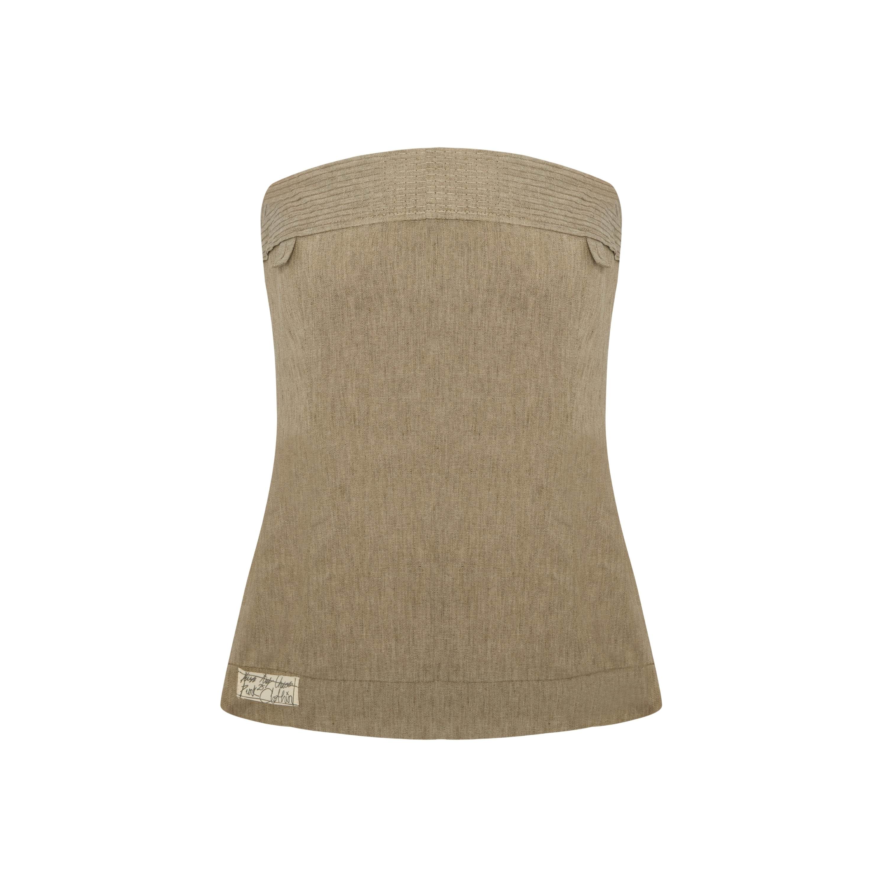 Pcfg Women's Neutrals Linen Blend Strap Top - Moon Rock