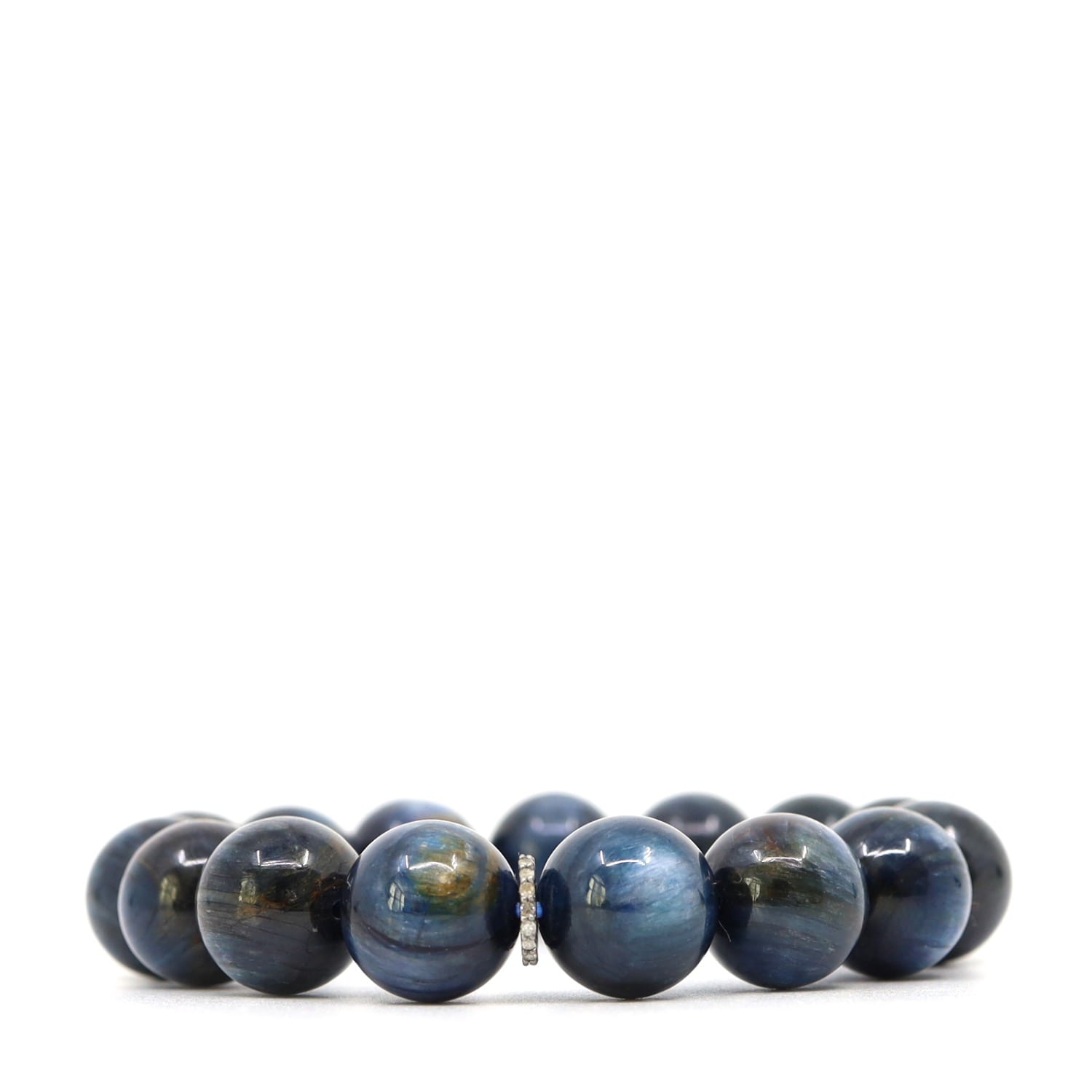Shar Oke Men's Blue / Silver Blue Kyanite & Diamonds Bracelet In Multi