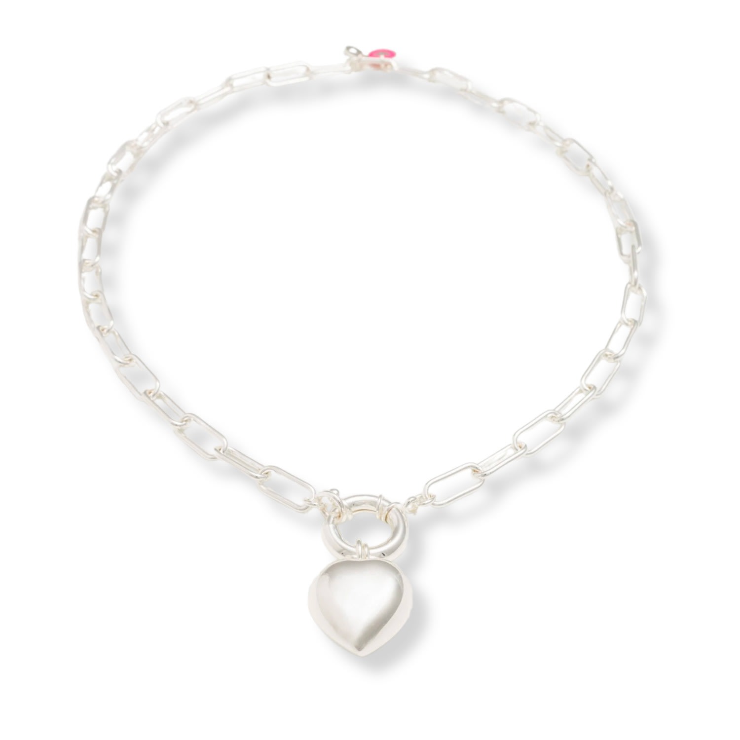 Mademoiselle Jules Women's Lonely Heart Necklace - Silver In White