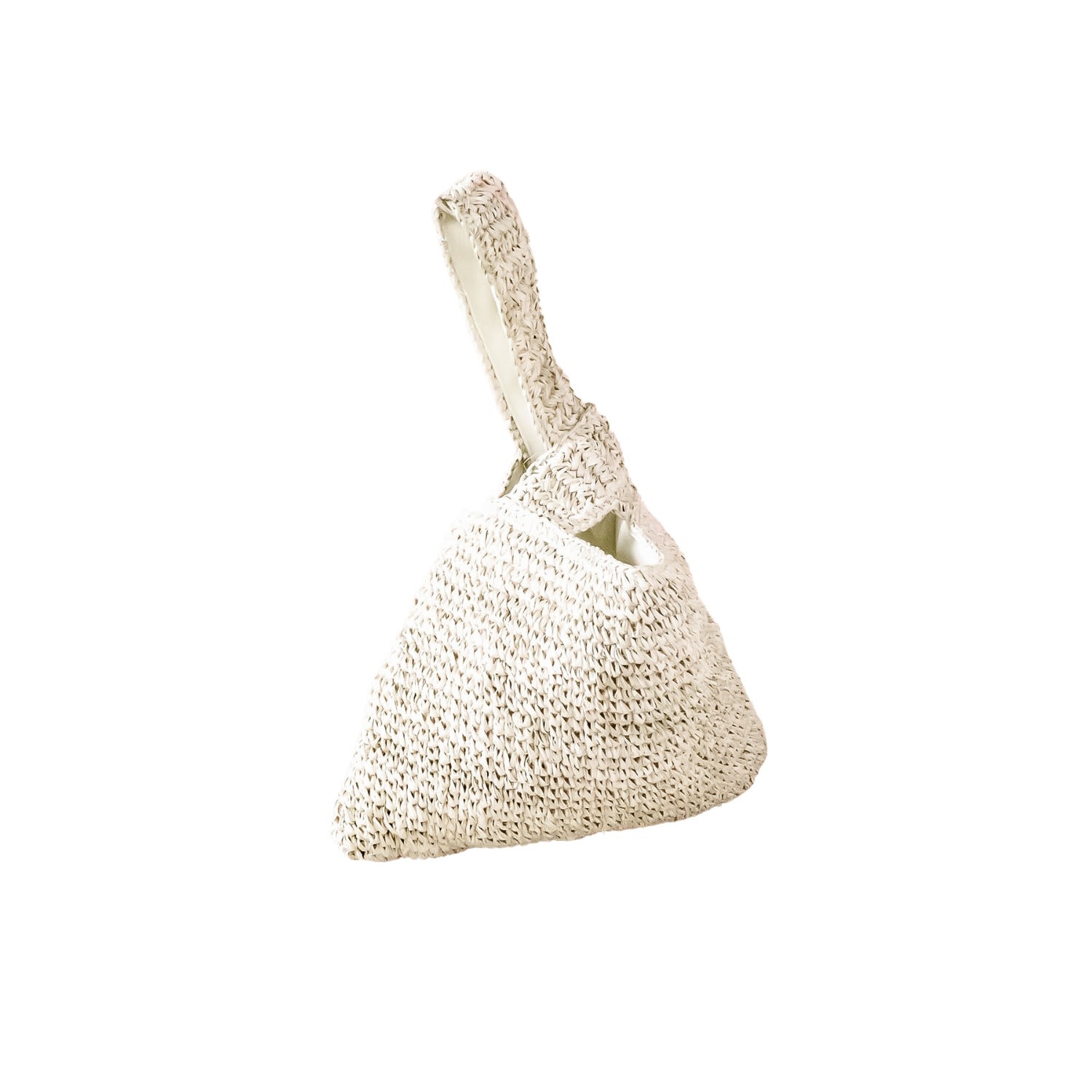 Likha Women's White Natural Crochet Knot Bag