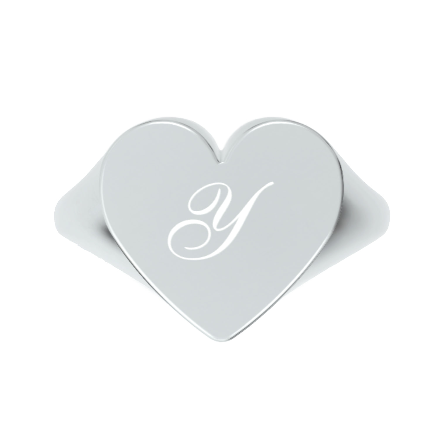 Unaloe Women's Custom Heart Shaped Chevalier Ring In Sterling Silver With -y- Initial