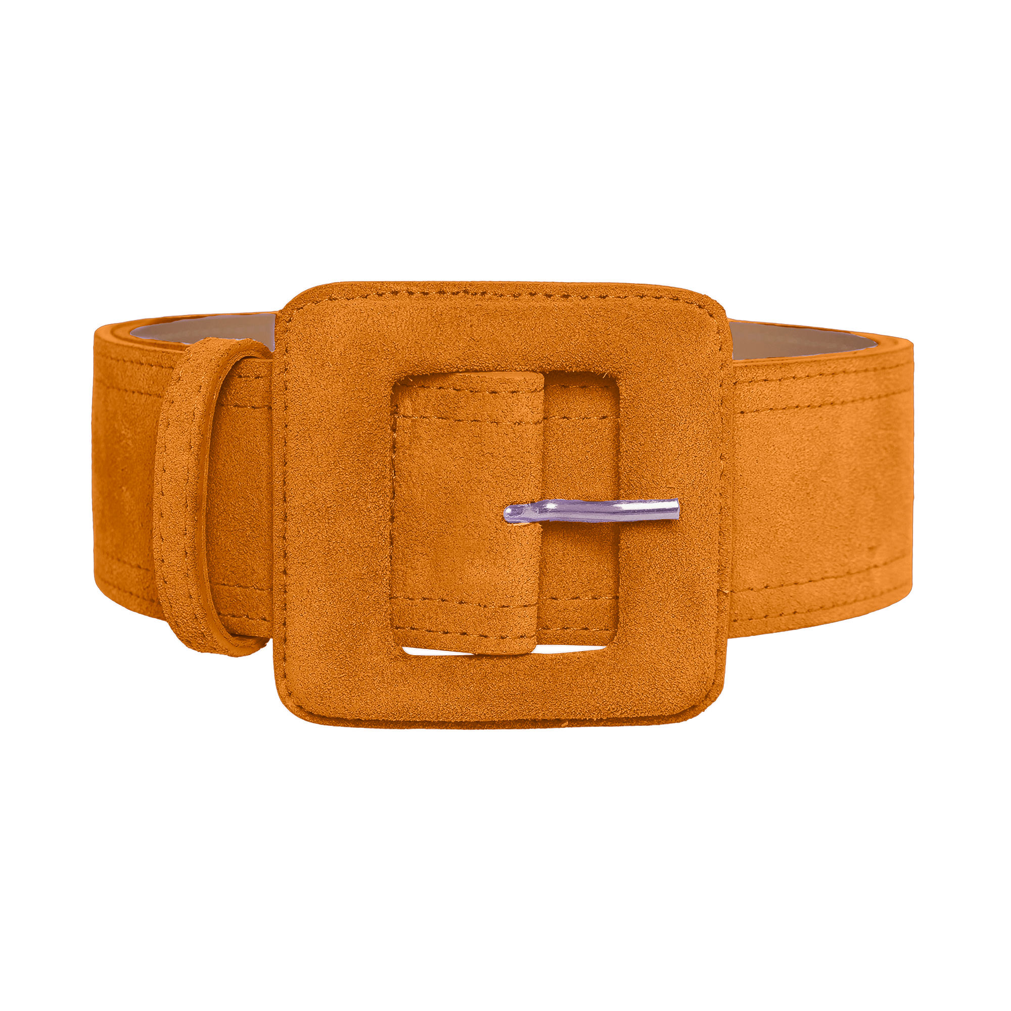 Beltbe Women's Yellow Suede Square Buckle Belt - Dark Mustard In Yellow