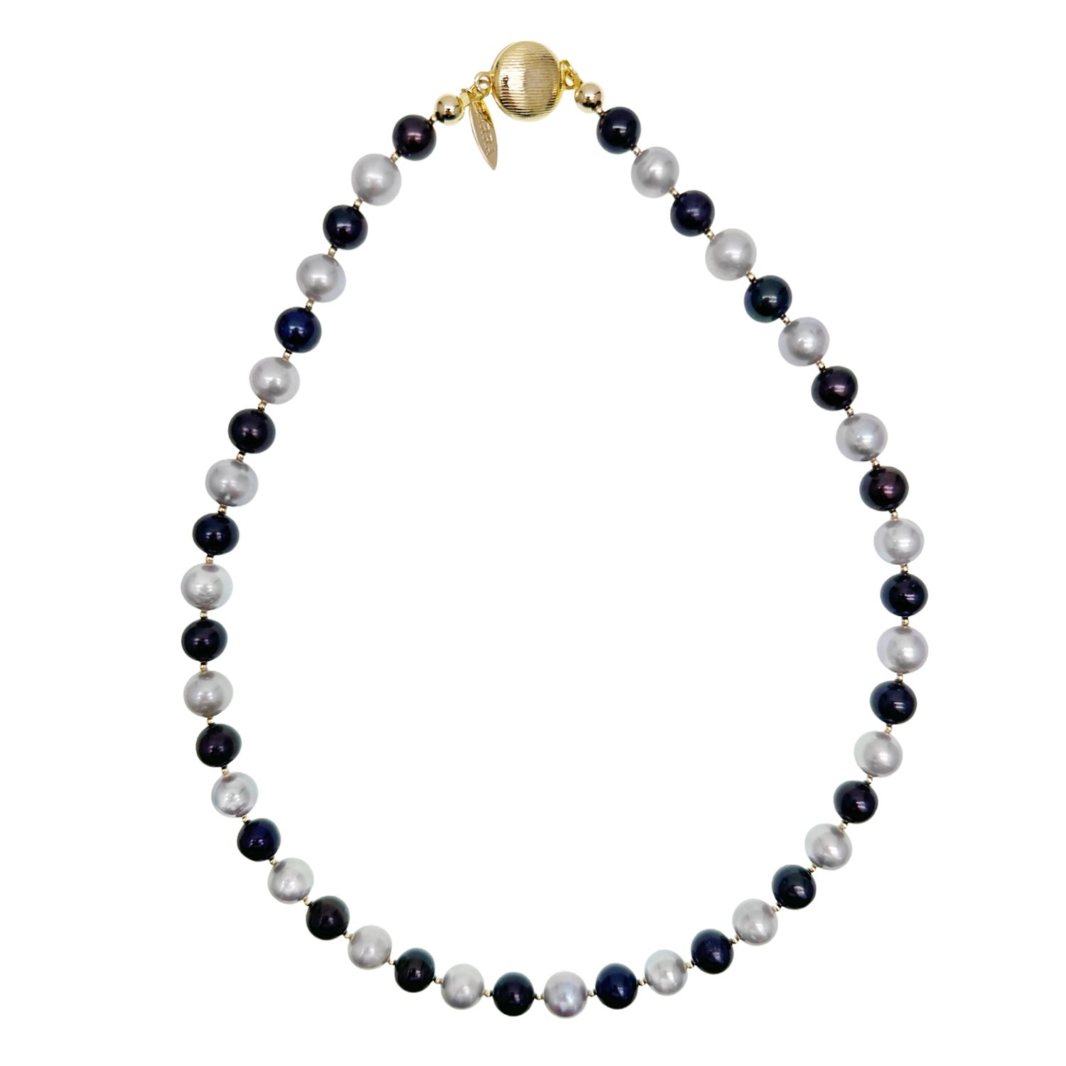 Farra Women's Classic Gray And Black Natural Freshwater Pearls Color Blocking Necklace
