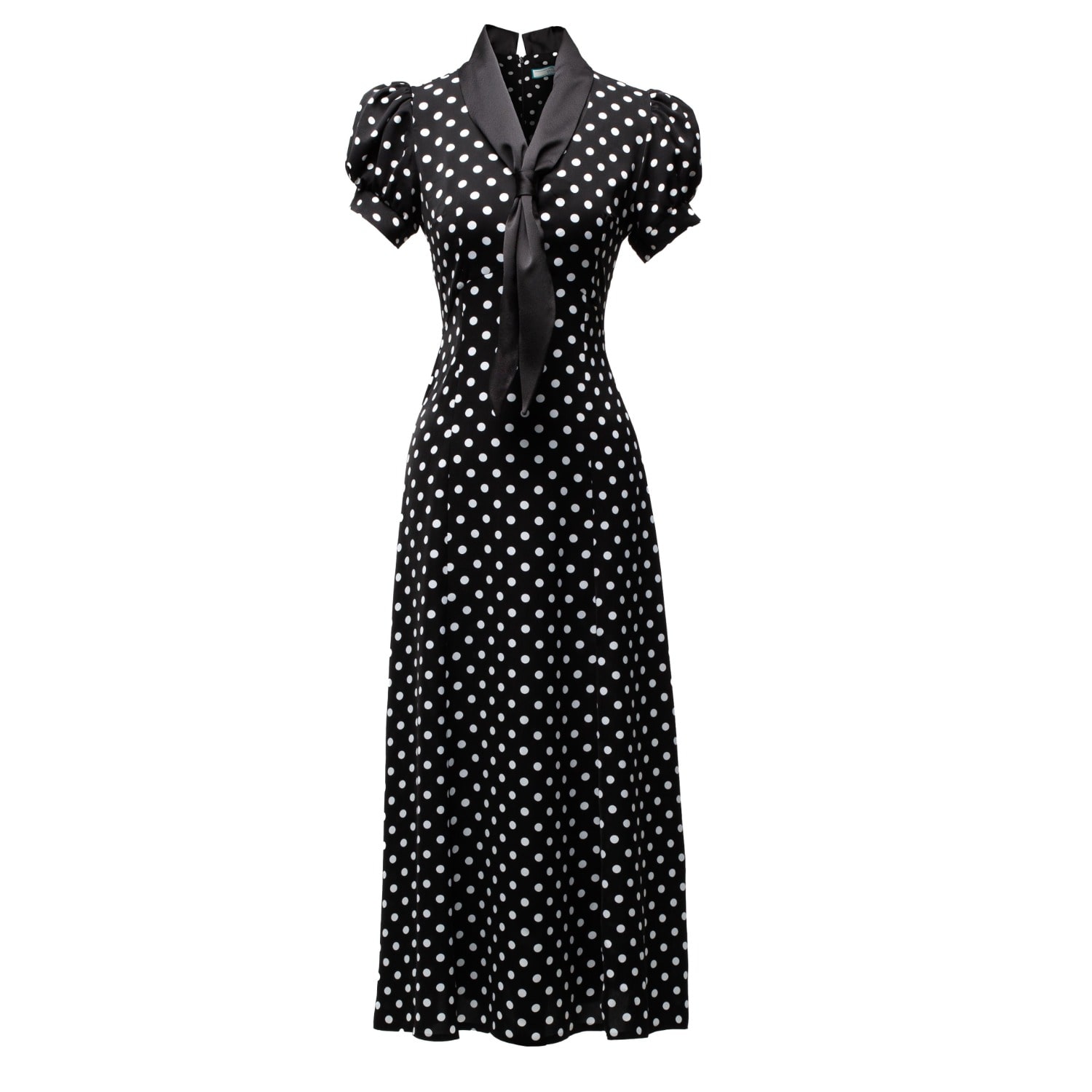 Tuva Collection Women's Black Ascot Polka Dot Dress In Black