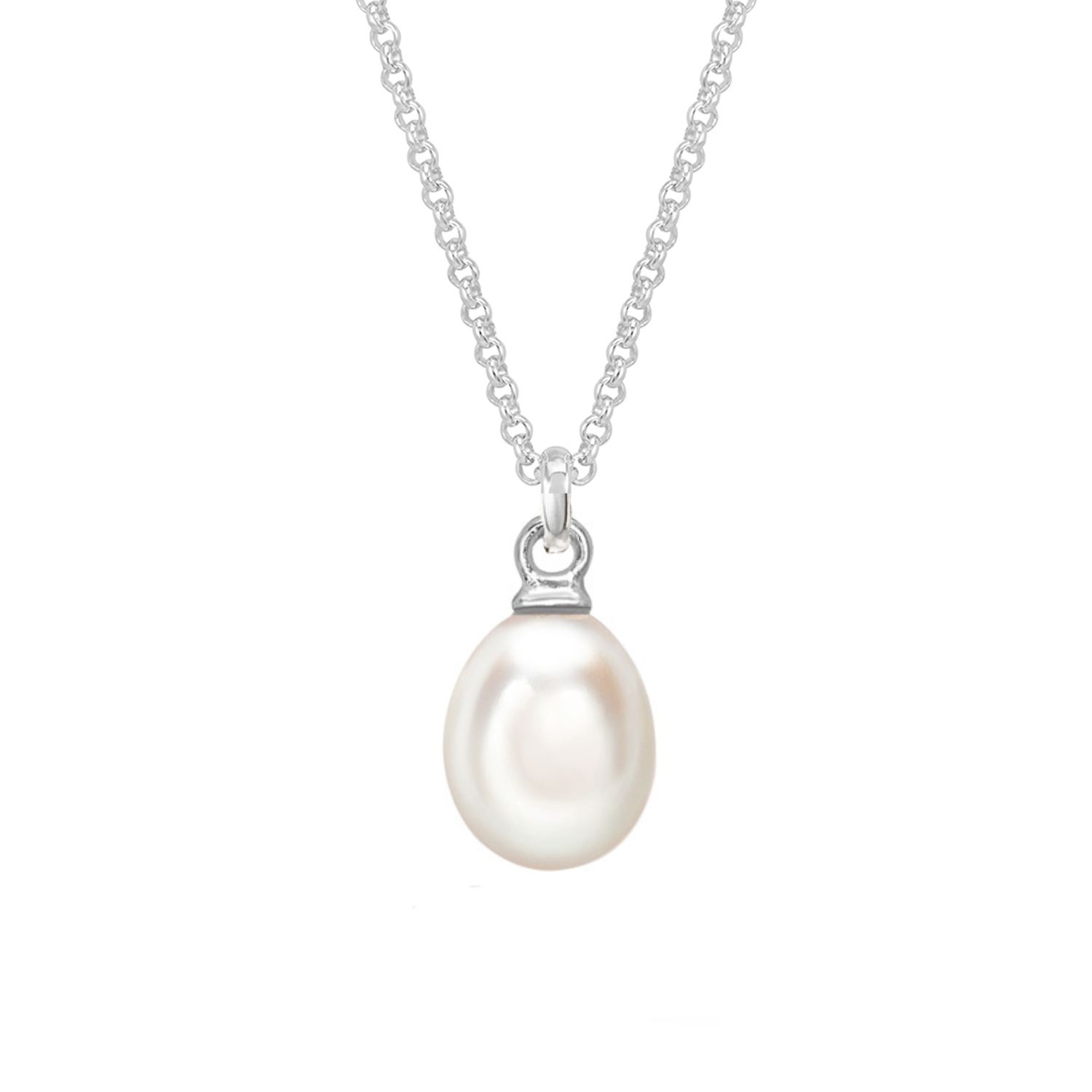Dower & Hall Men's Oval Pearl Necklace In Sterling Silver In Silver