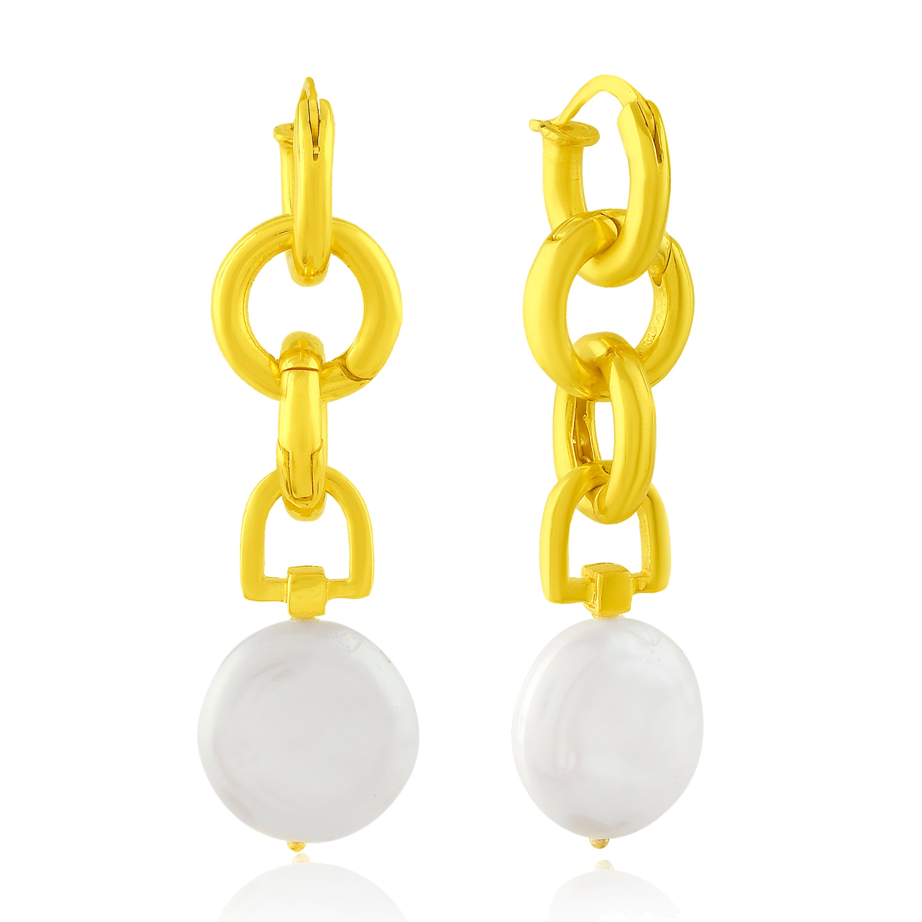 Arvino Women's Baroque Pearl Disc Earring- Gold Vermeil