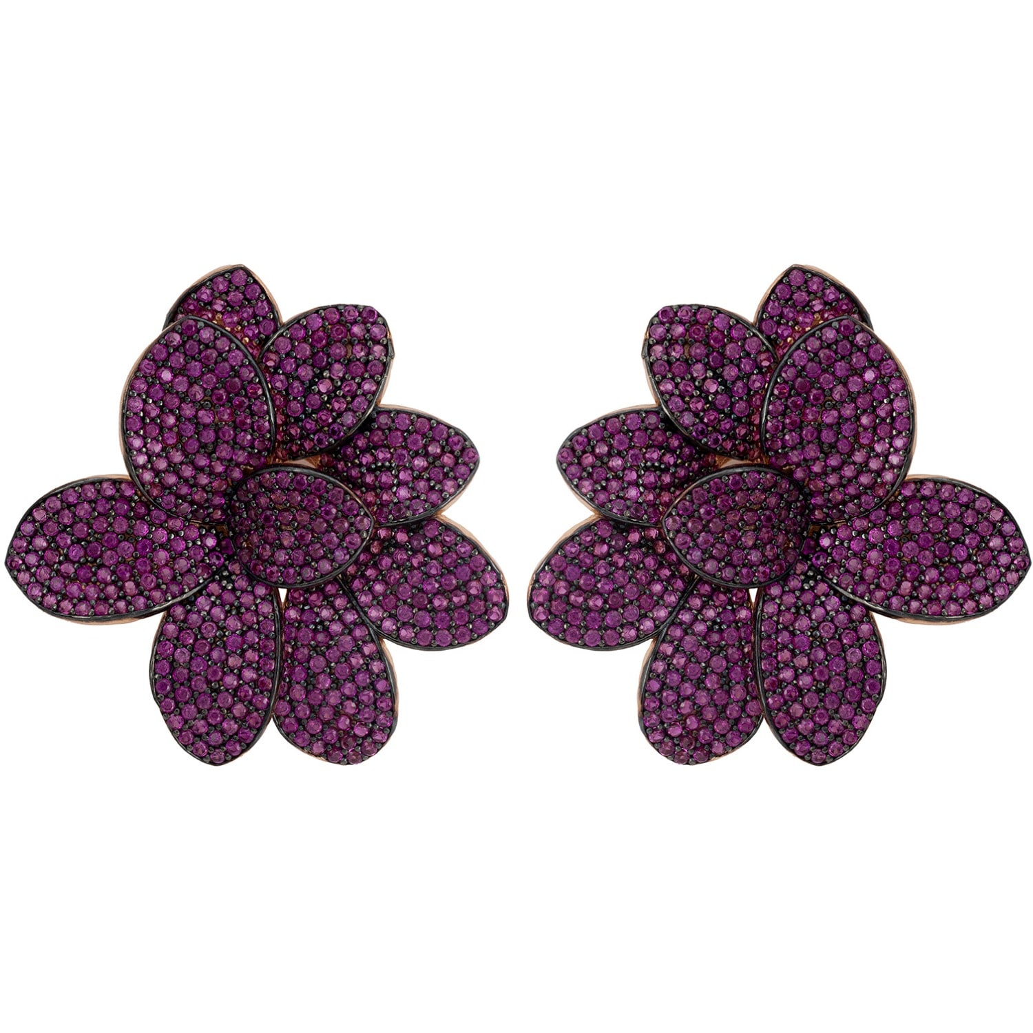 Latelita Women's Rose Gold / Pink / Purple Amaryllis Flower Large Stud Earrings Rosegold Ruby