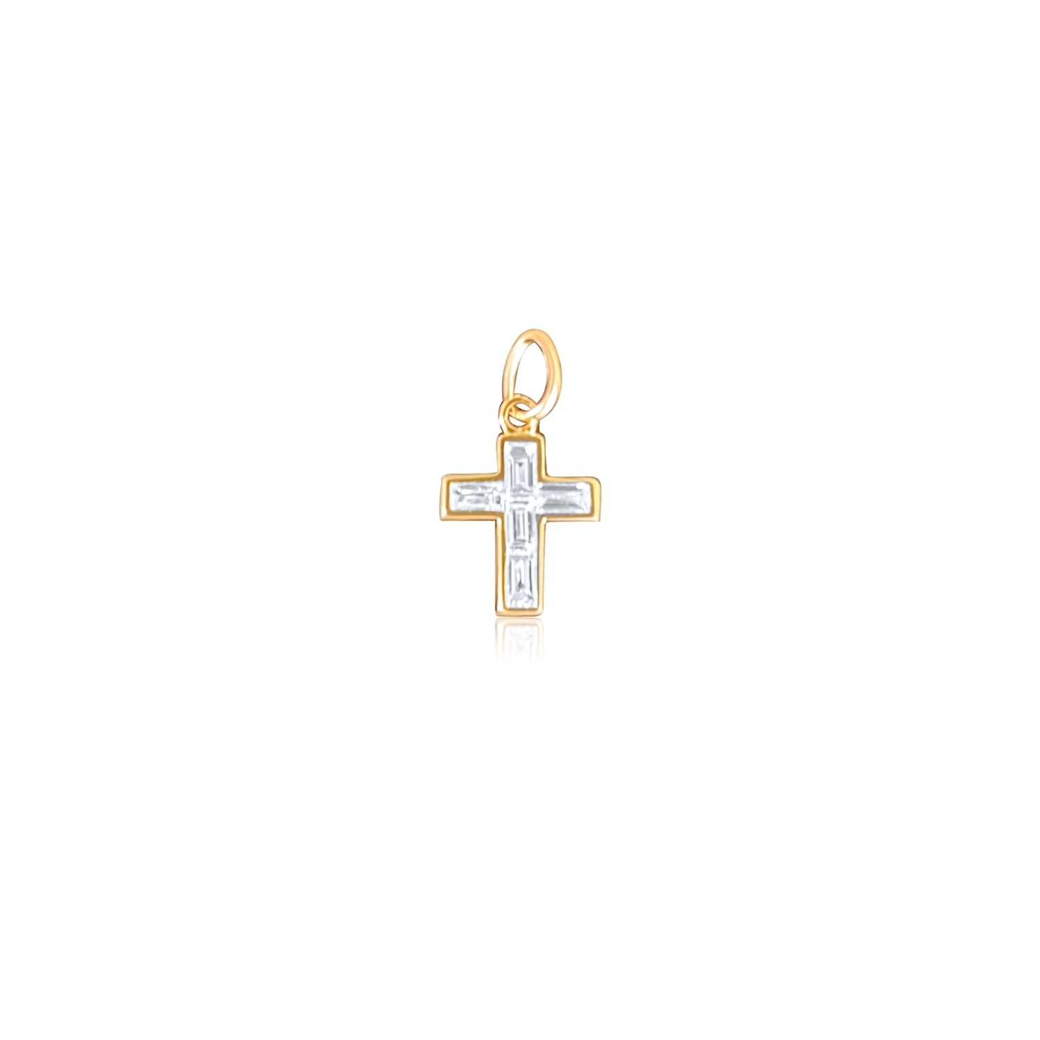 Women’s Gold Baguette Diamond Cross Pendant Small Rinoor