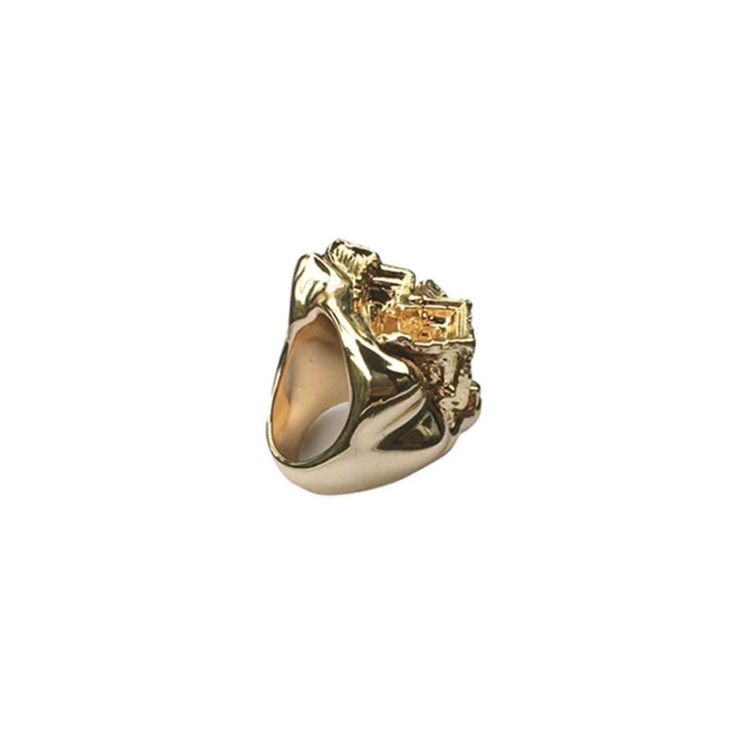 Gold Vortex Stone Ring Coup De Coeur London Wolf Badger