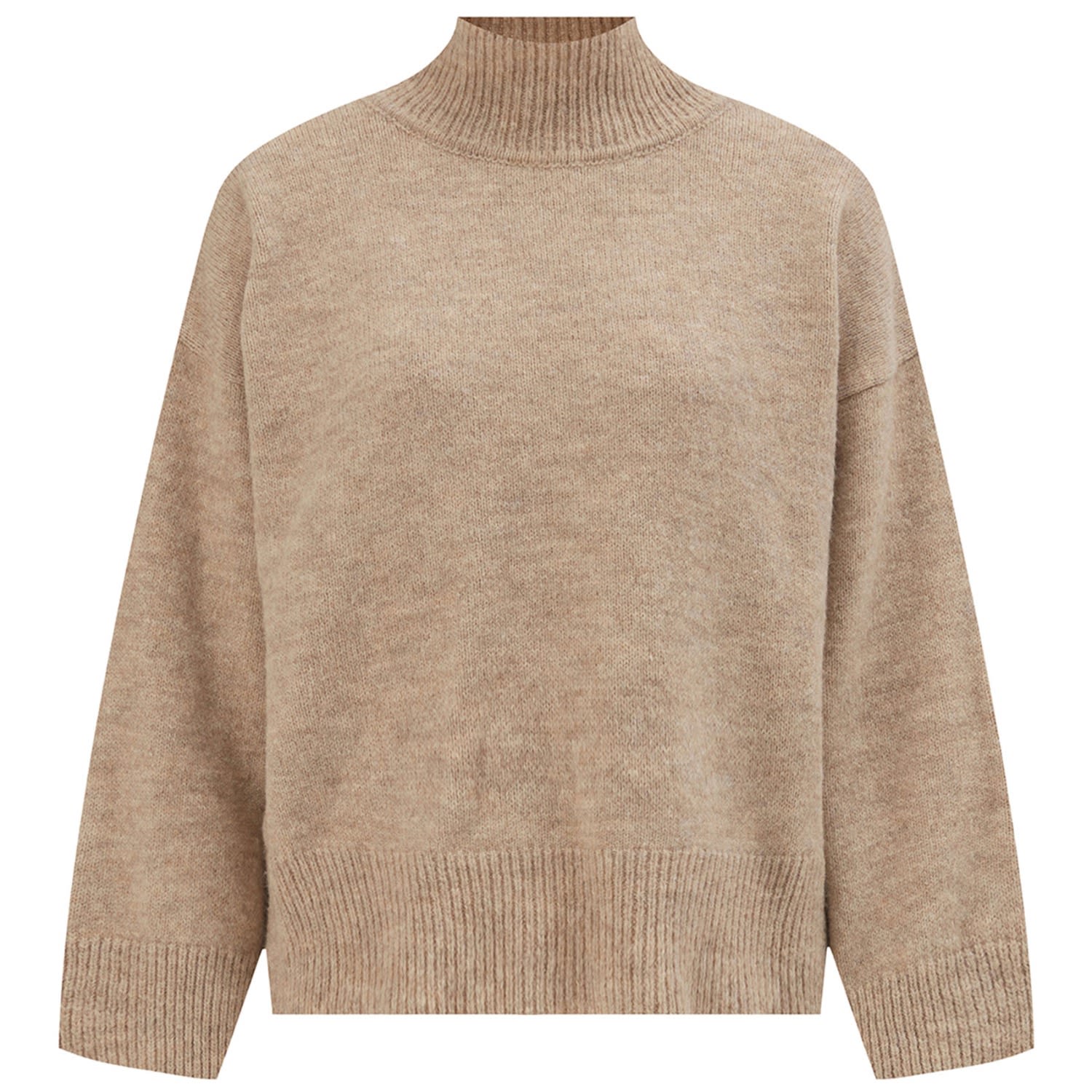 Women’s Neutrals Macumba Funnel Neck Wide Sleeve Pullover - Beige Melange Medium Peraluna