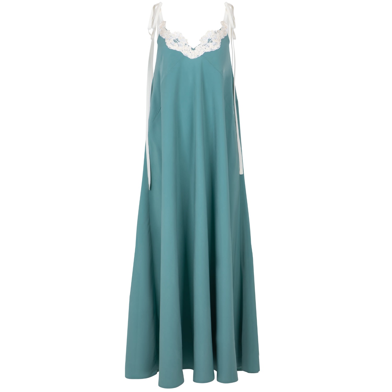 Langner Women's Lace Trimmed Flare Mint Green Maxi Dress