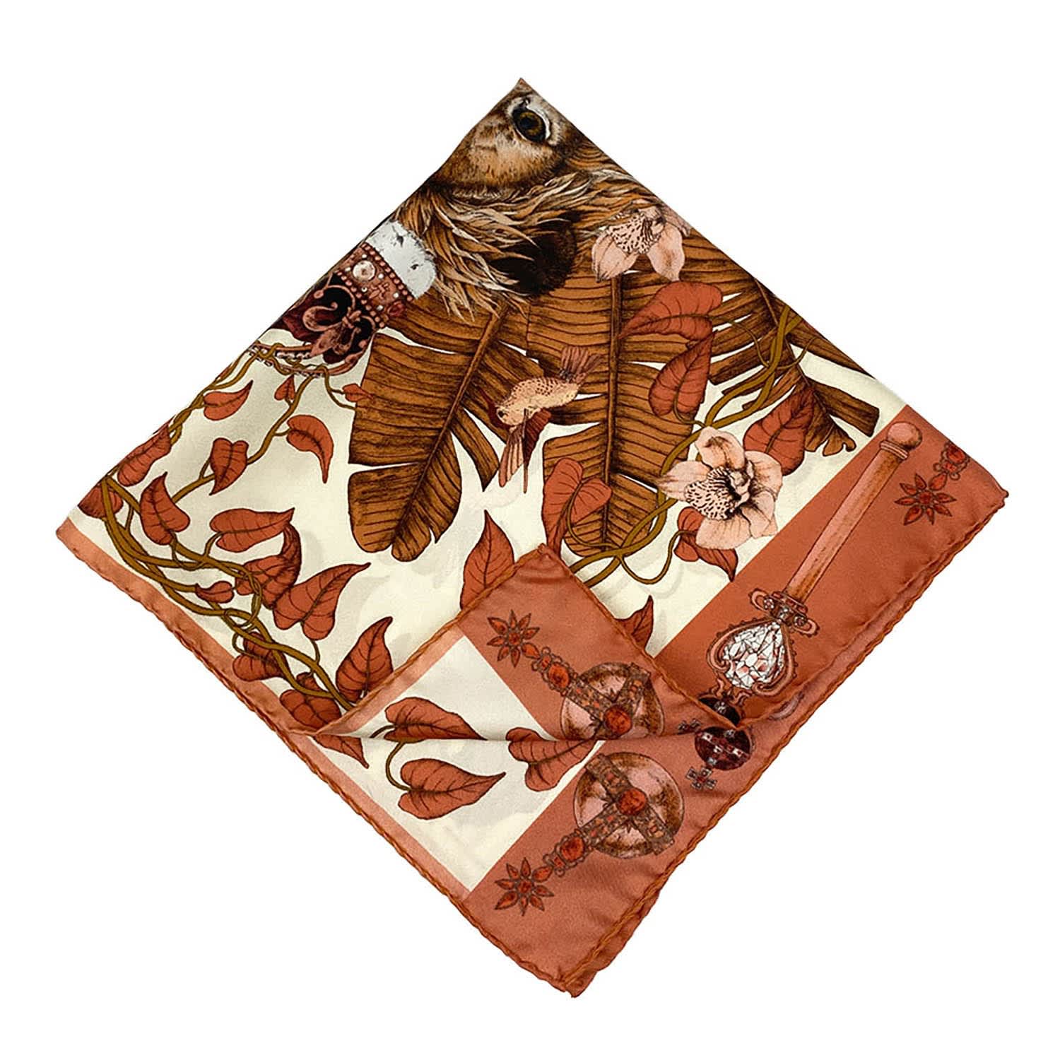 Terracotta Silk Scarf The Mysterious Lion King Ilona Tambor