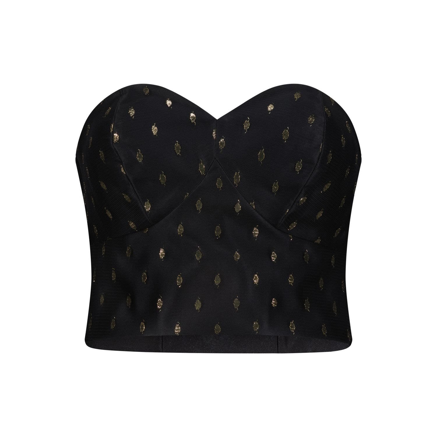 Women’s Black Metallic Tulle Crop Top In Gold Small Azzalia