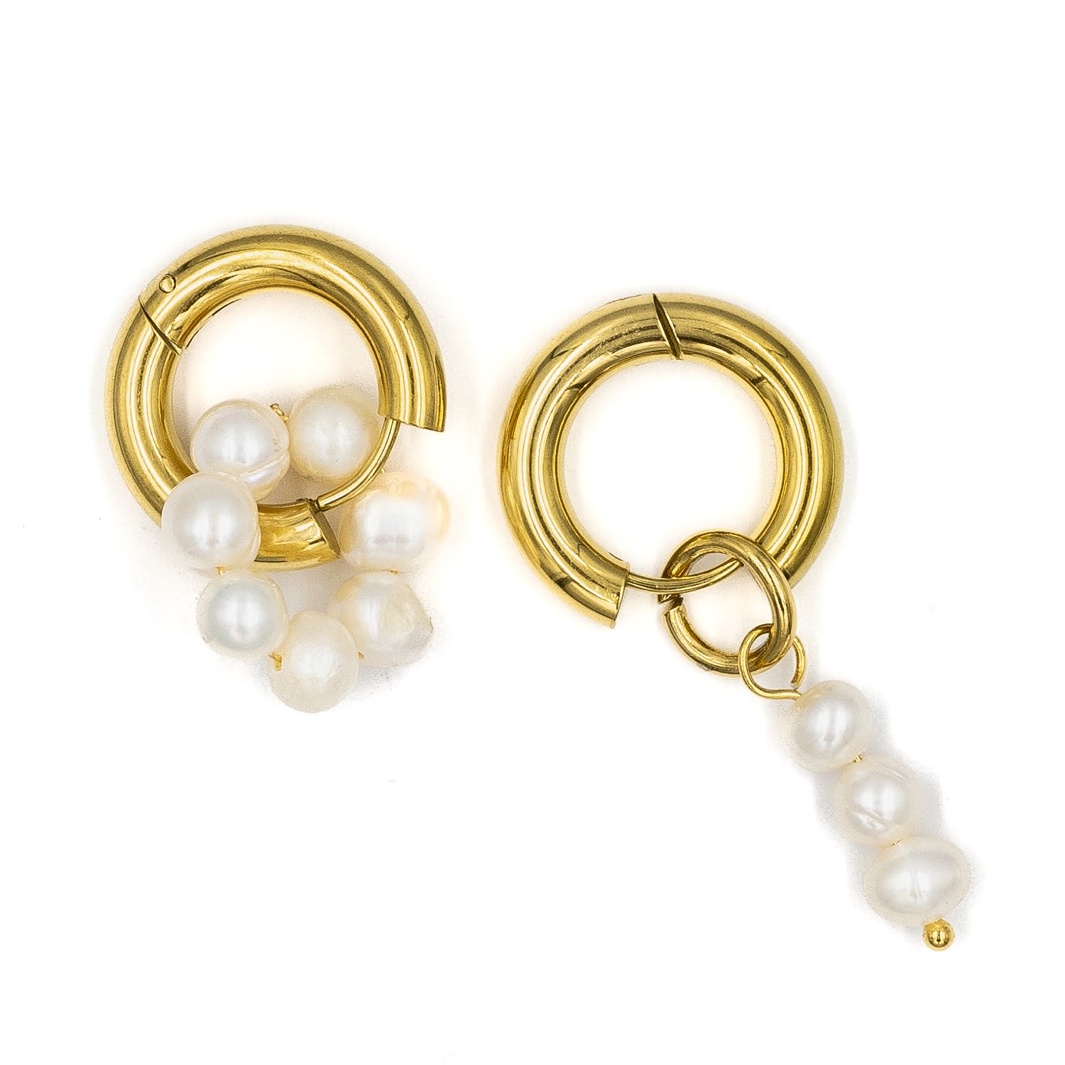 Women’s Pearl Drop Hoop Earrings Superdivajewellery