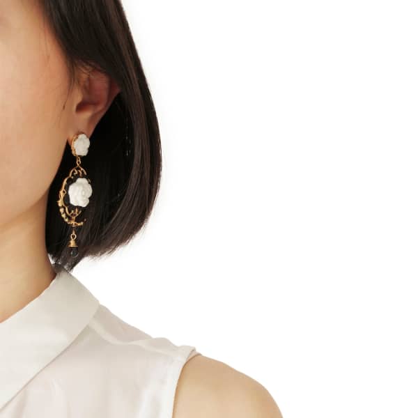Poporcelain Classic Baroque Porcelain Rose Statement Earrings