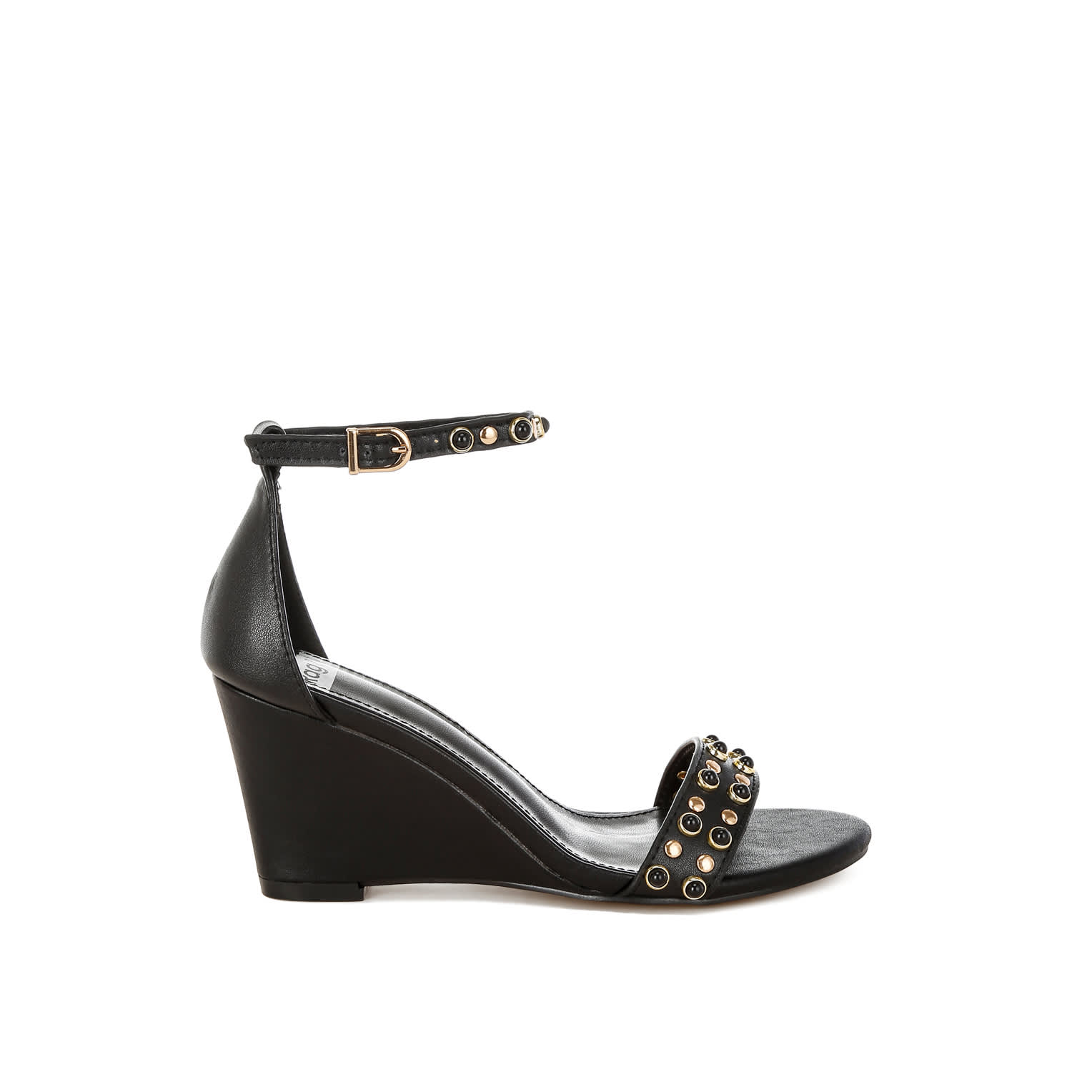 Rag & Co Women's Nidara Studs Embellished Genuine Leather Sandals In Black In Black