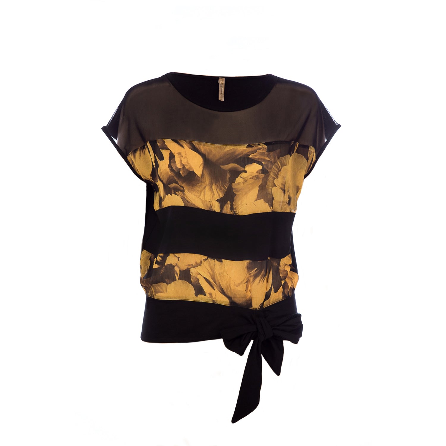 Conquista Women's Black Panel Detail Top By  Fashion In Black