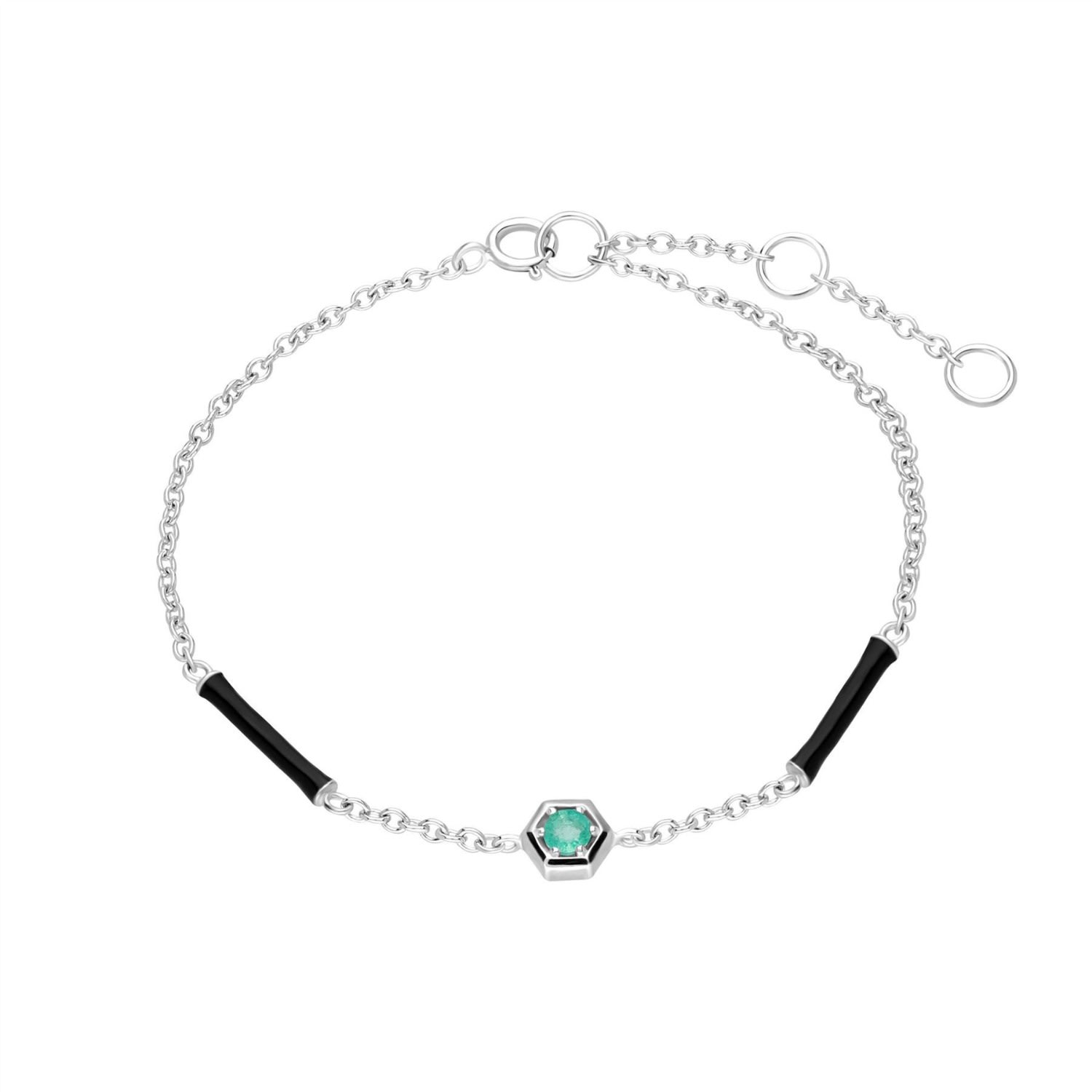 Women’s Green Grand Deco Enamel & Emerald Bracelet In 9Ct White Gold Gemondo