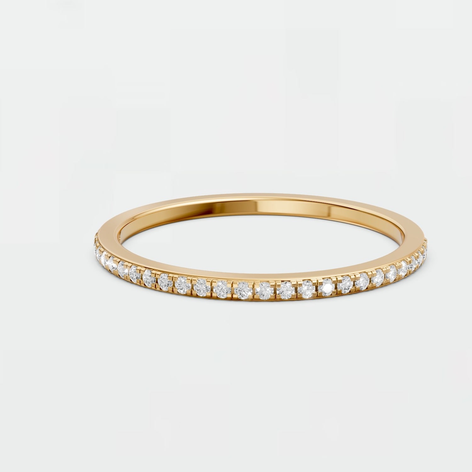 Women's Half Eternity Stackable Band Round Lab Diamond Ring In 14K Solid Yellow Gold | Aya Fine Jewelry