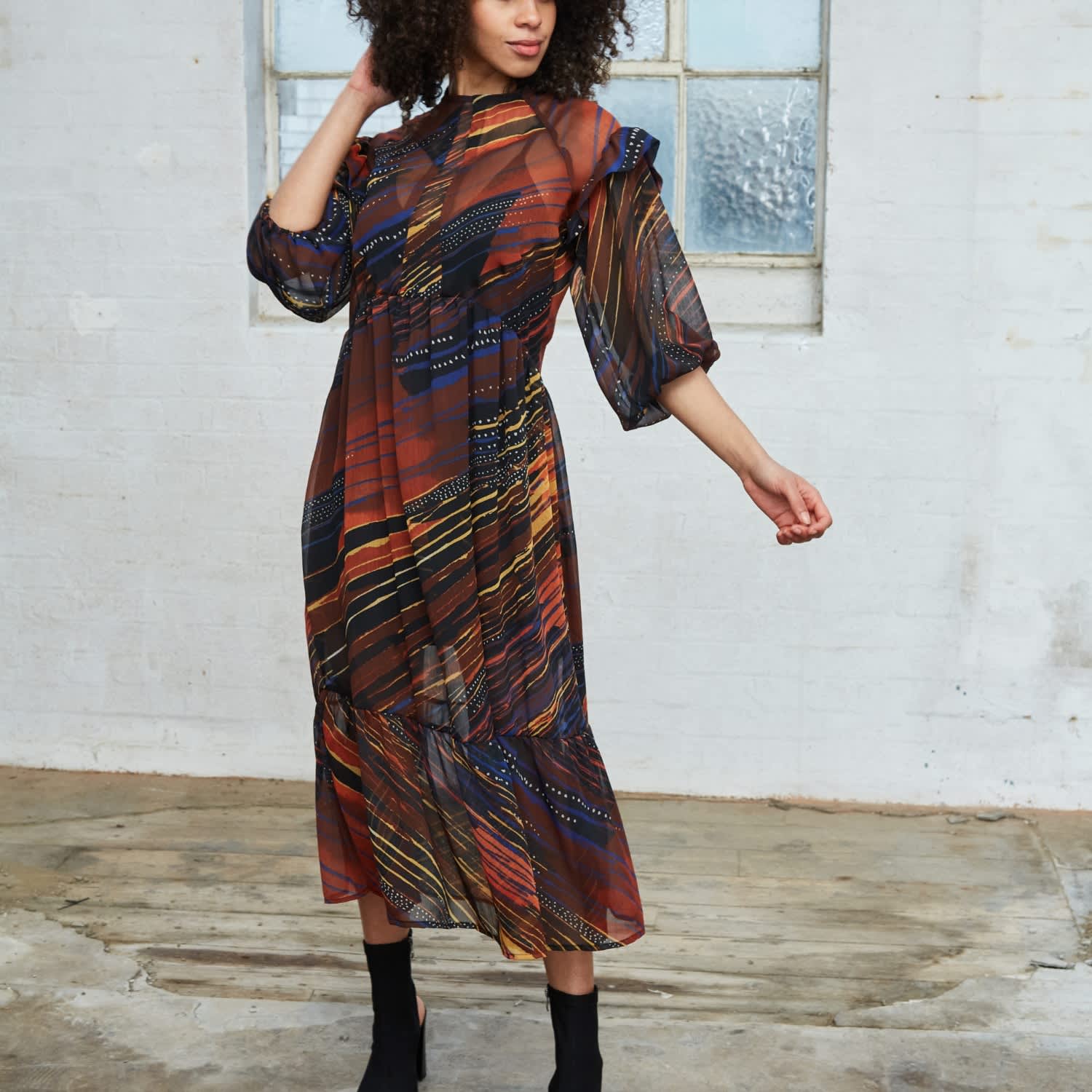 Sahara Printed Sheer Midi Dress | NUMBAT | Wolf & Badger