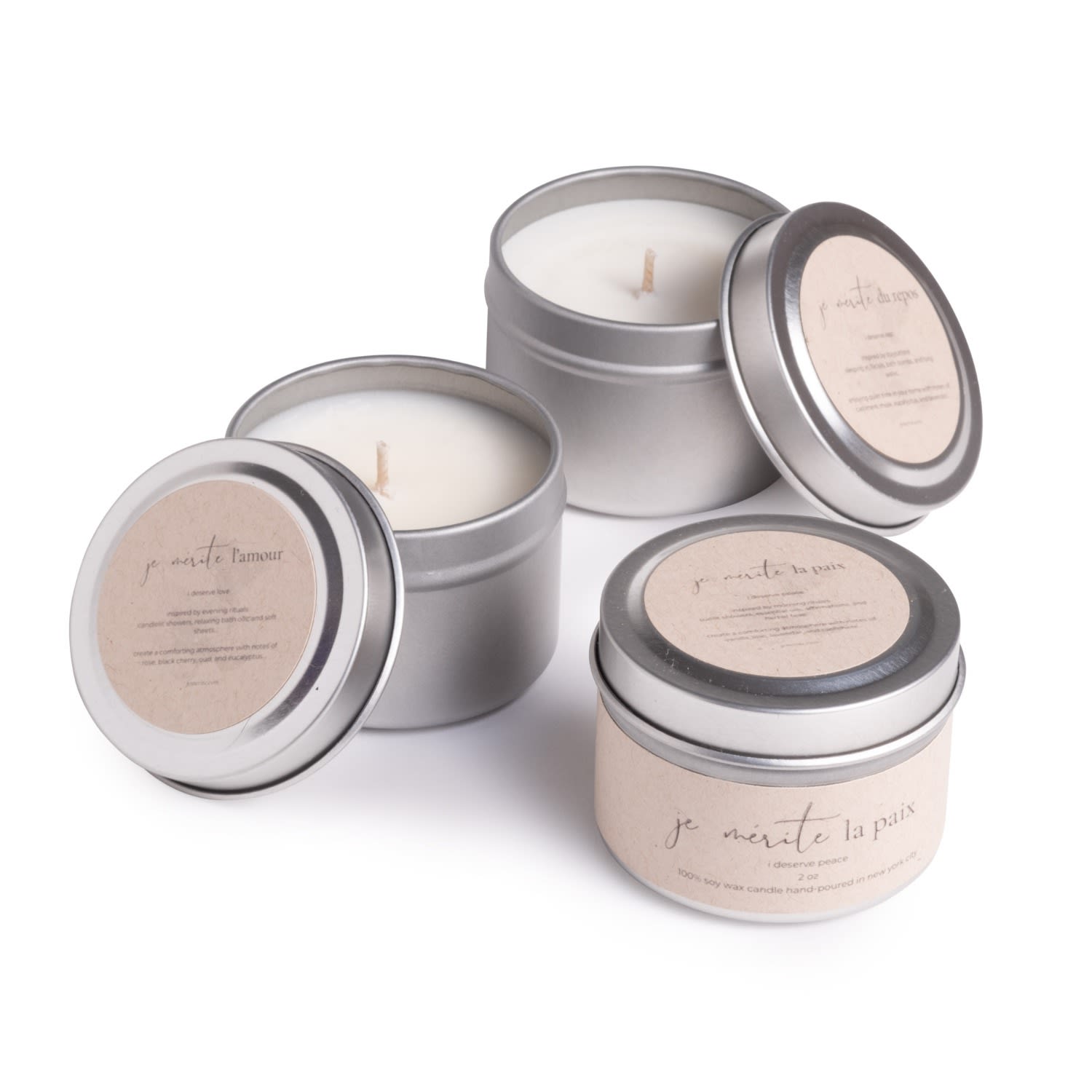 Neutrals Je Mérite Set Of 3 Aspiration Candles - 2 Oz One Size