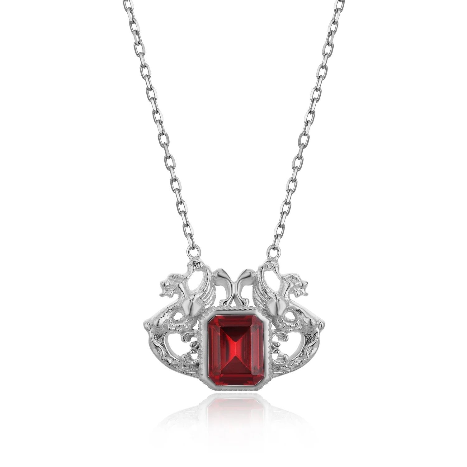 Tiron Women's Lancelot Red Silva Silver Neclace
