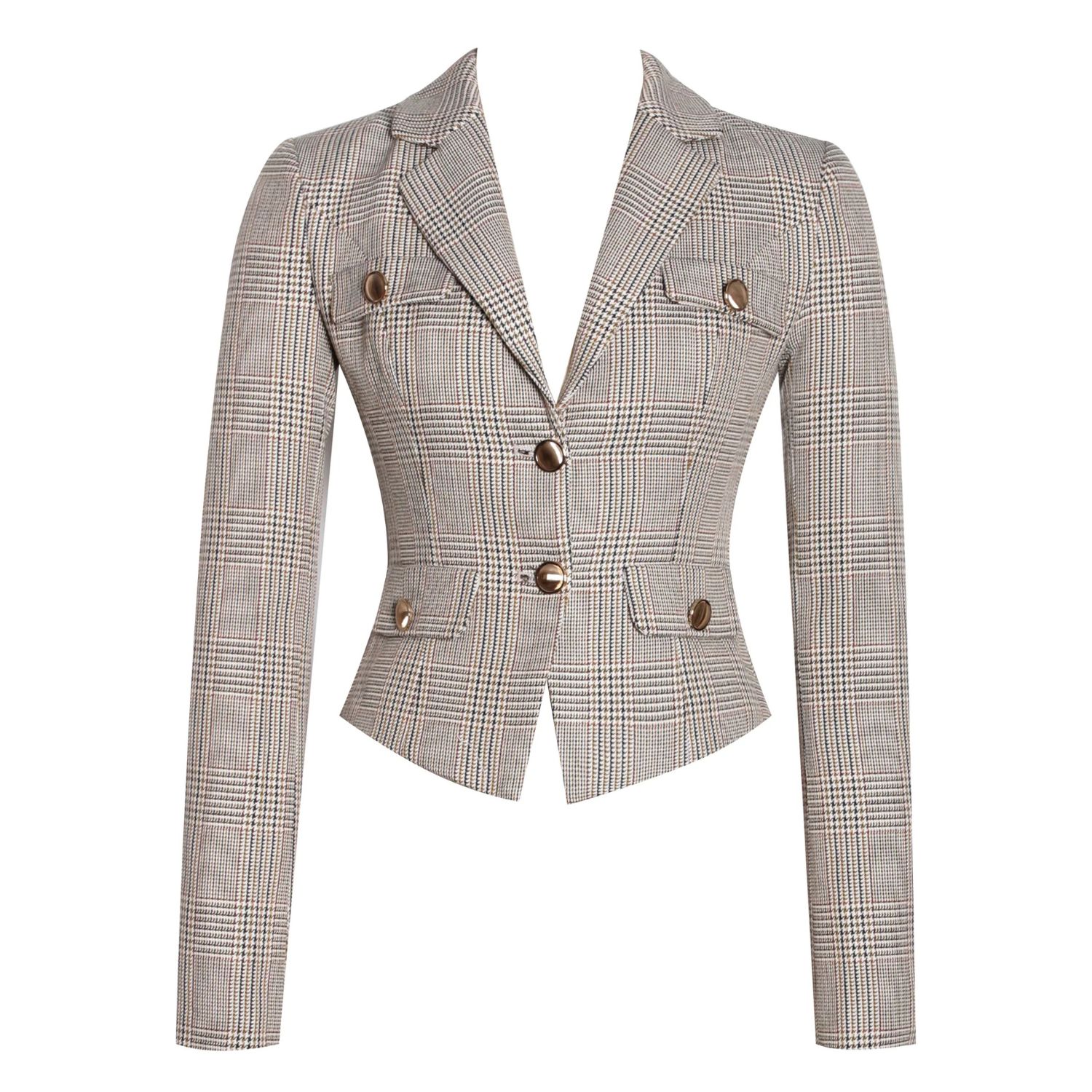 Women's Oakley Brown Plaid Preppy Style Blazer Jacket | Extra Small | Miss Circle New York