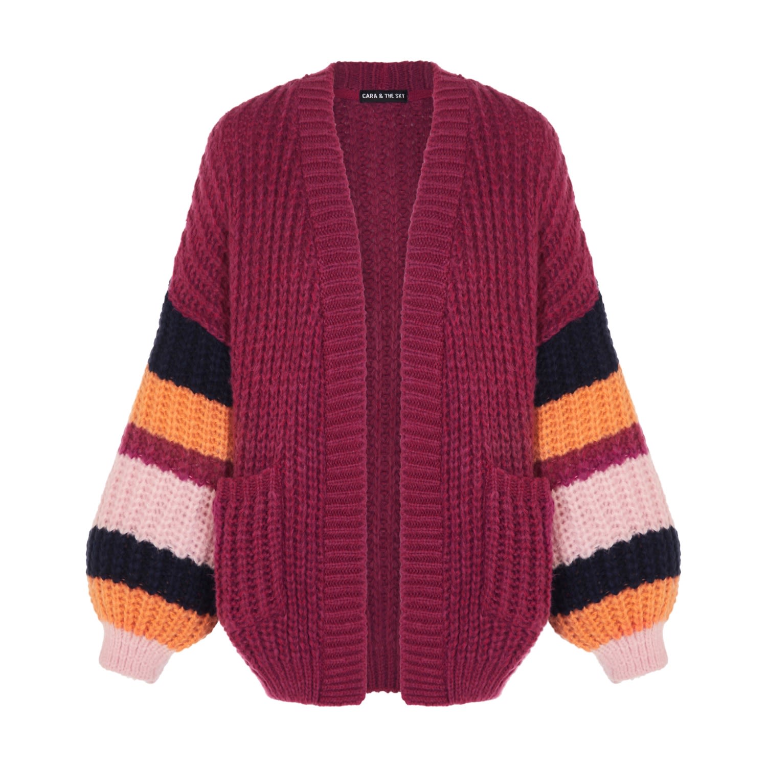 Women’s Pink / Purple / Red Allie Stripe Oversized Cardigan - Berry Small Cara & the Sky