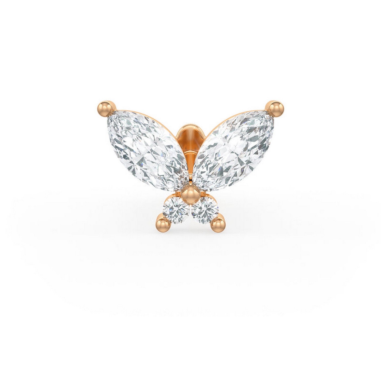 Cervin Blanc Women's Yellow Diamond Cartilage Stud In Rose Gold Marquise Cut Butterfly Screwback Flat Back Pierci In Yellow