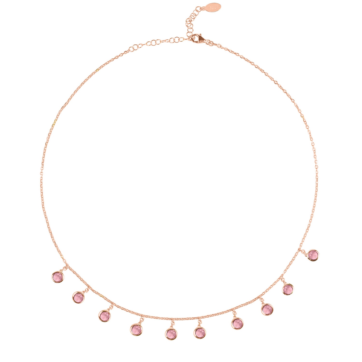 Women’s Rose Gold / Red Florence Round Gemstone Necklace Rosegold Pink Tourmaline Latelita