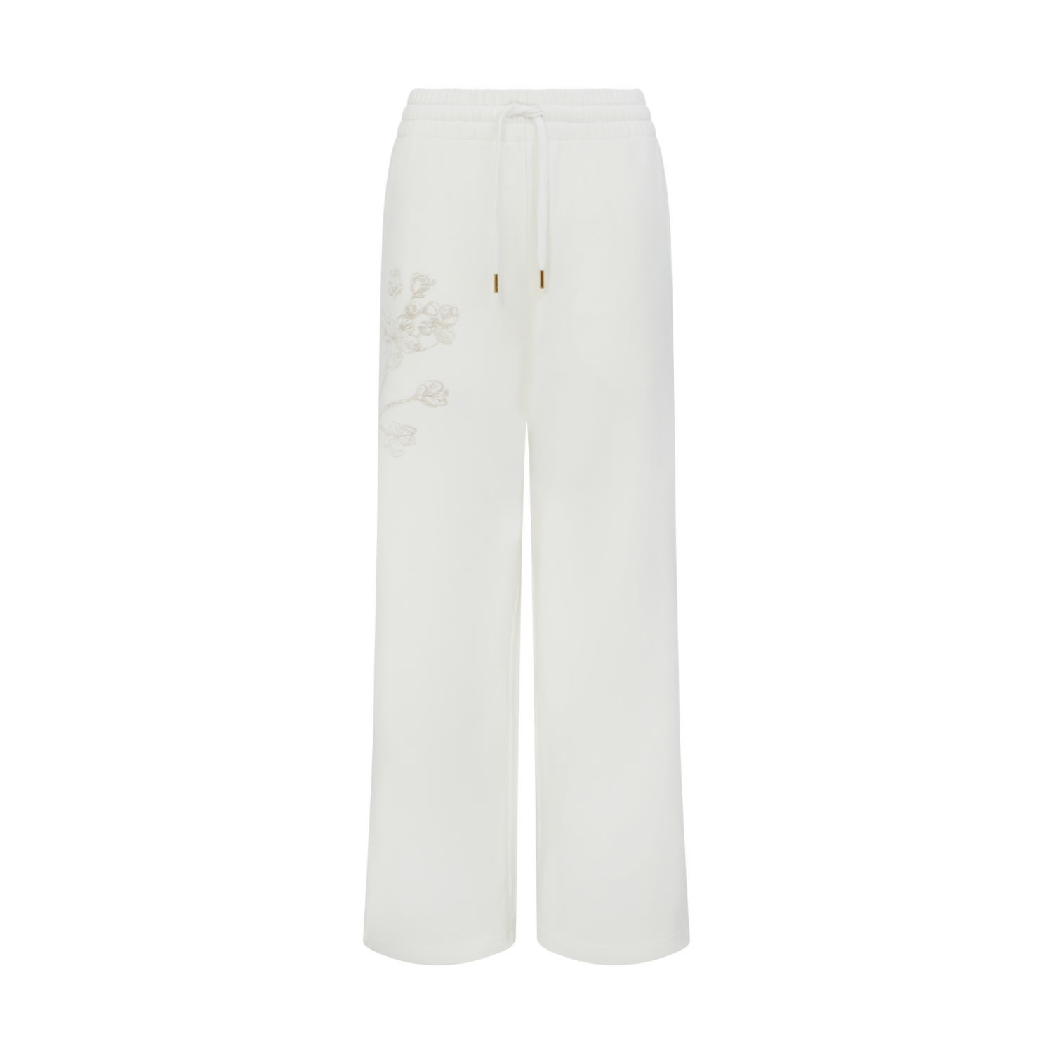 Peachaus Women's Sitka Blossom-embroidered Cotton Joggers - Moonlight White