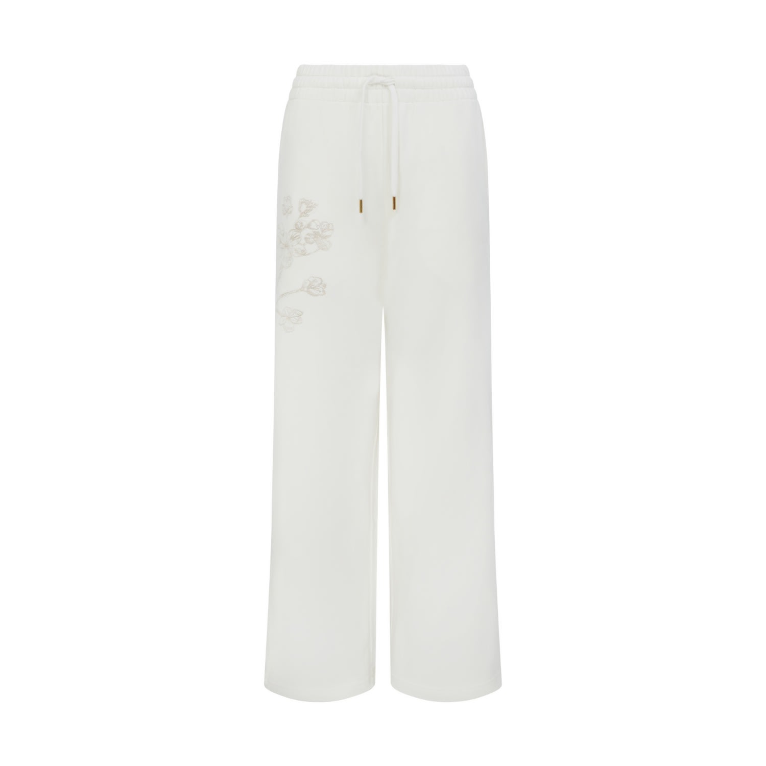 Women’s Sitka Blossom-Embroidered Cotton Joggers - Moonlight White Medium Peachaus