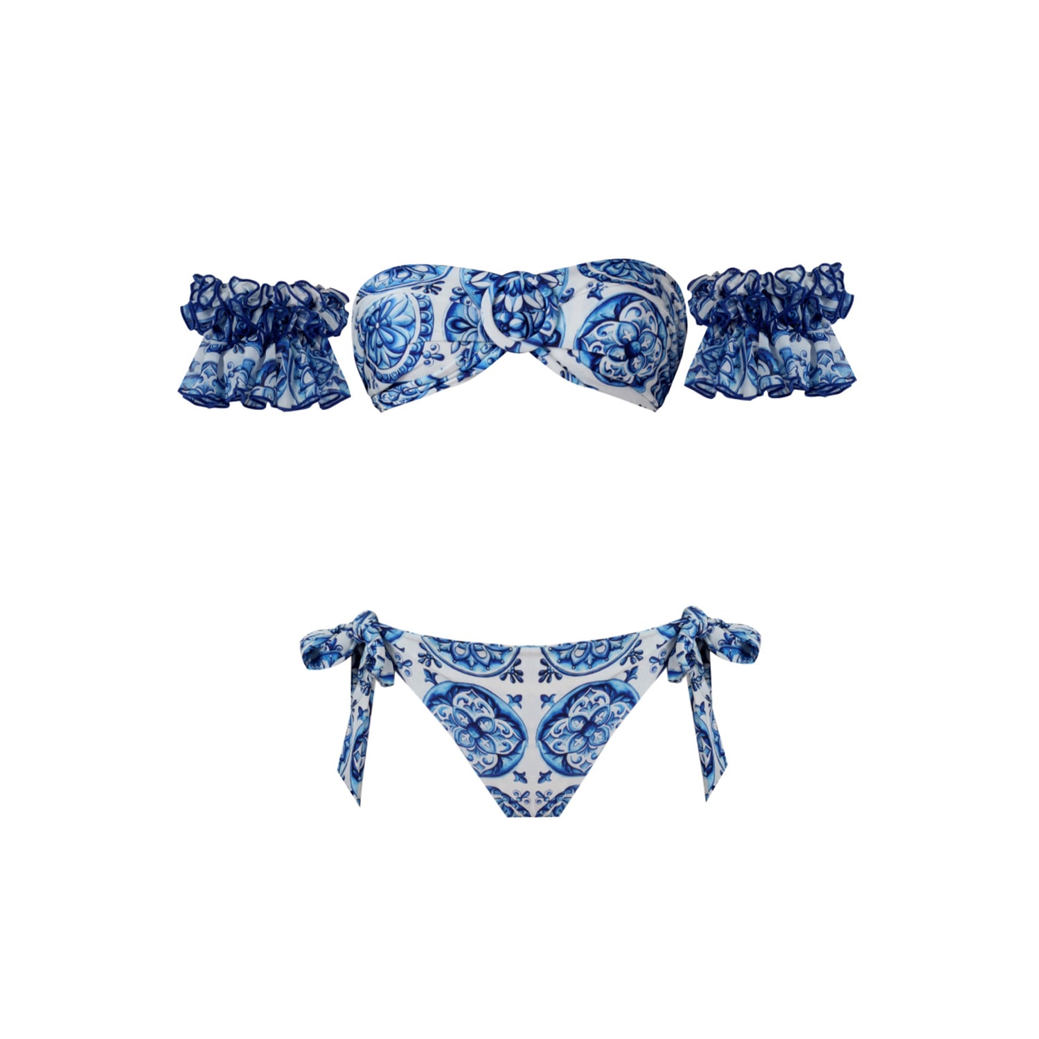 Women's Blue Marigold Bleu Blanc Low Waist Bikini | Extra Large | Nur Karaata