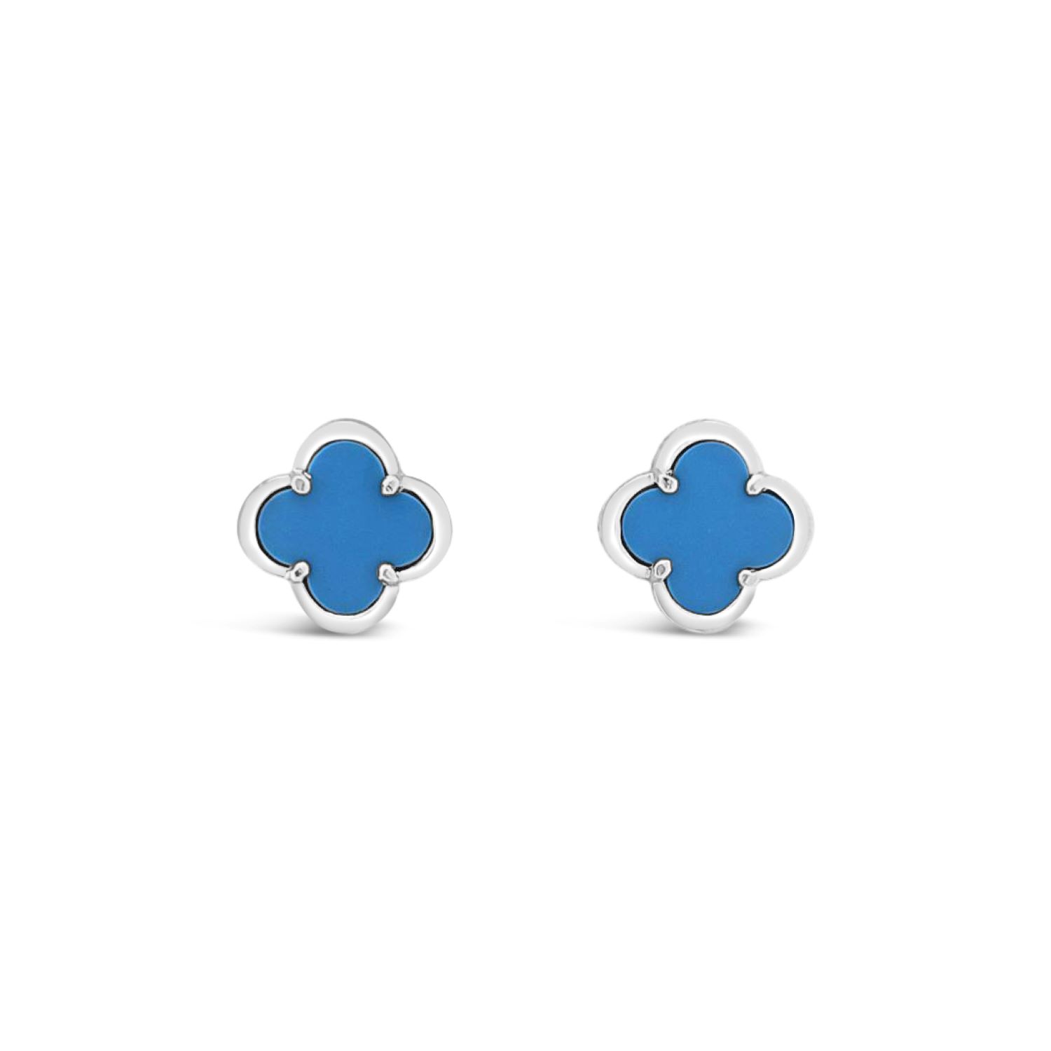 Lutiro Women's Blue Clover Stud Earring Twelve Mm - Turquoise In Blue