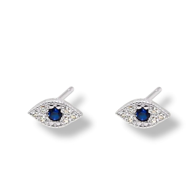 Gold Trip Women's Blue / Silver Lucky Evil Eye Stud Earrings In Silver In Metallic