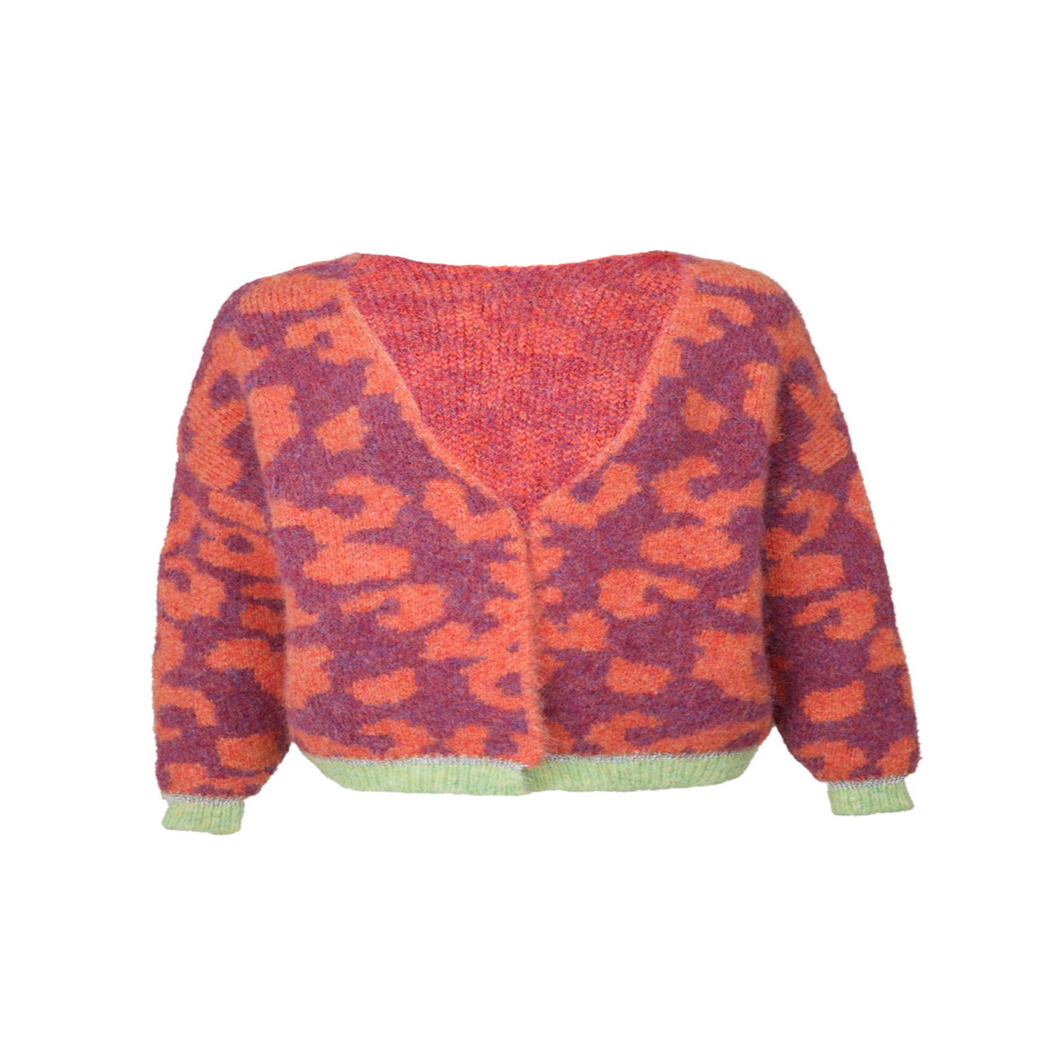 Saachi Women's Animal Print Mohair Orange Cardigan In Pink